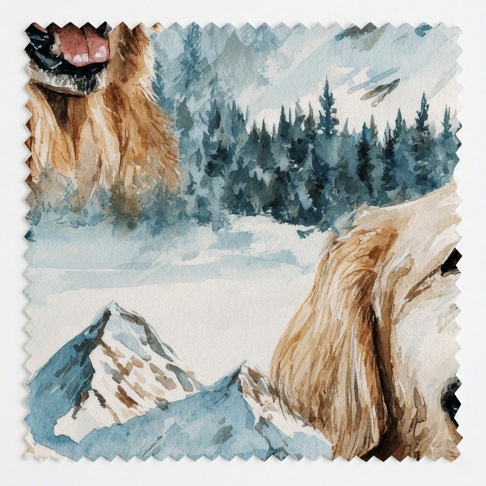 Golden Retriever Snowy Summit - Fabric - Linen Rowe