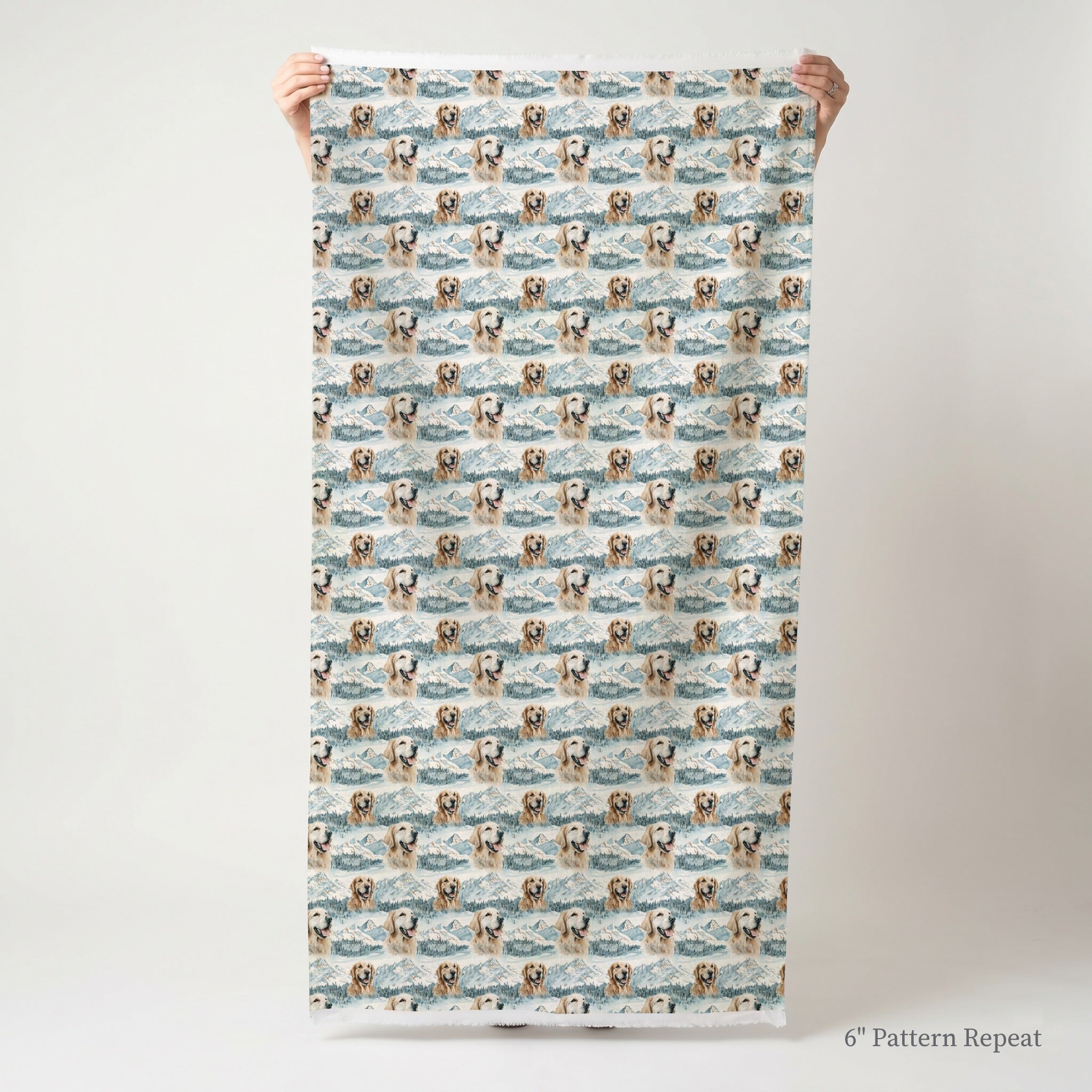 Golden Retriever Snowy Summit - Fabric - Linen Rowe