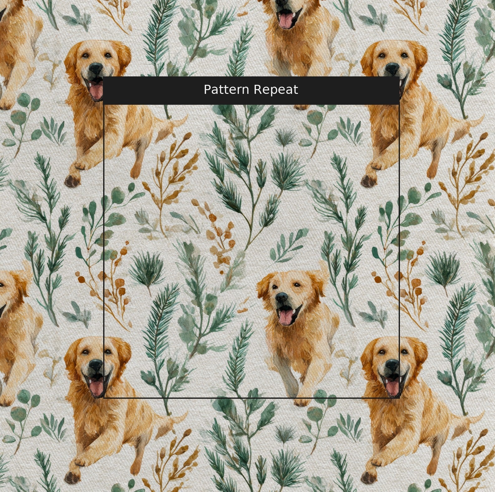 Golden Retriever Sporting Field - Fabric - Linen Rowe