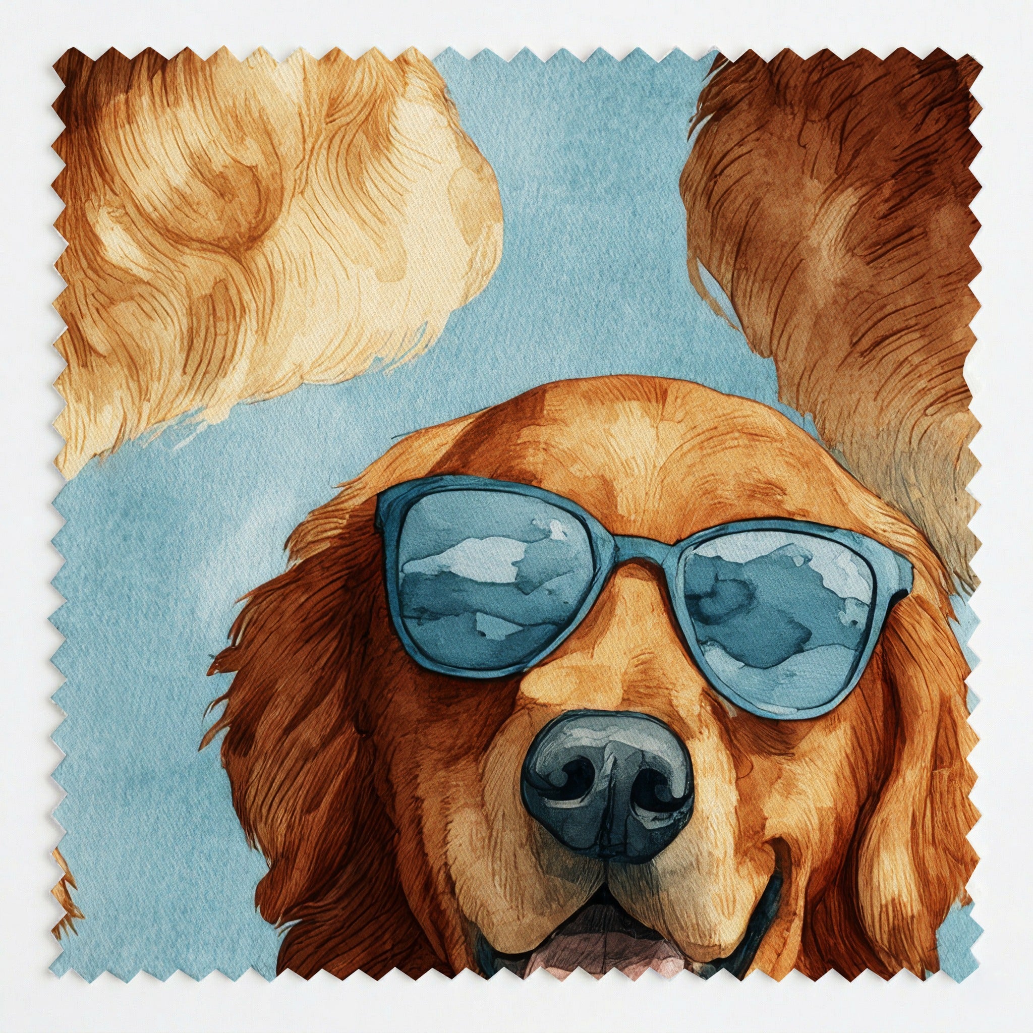 Golden Retriever Summer Shades - Fabric - Linen Rowe