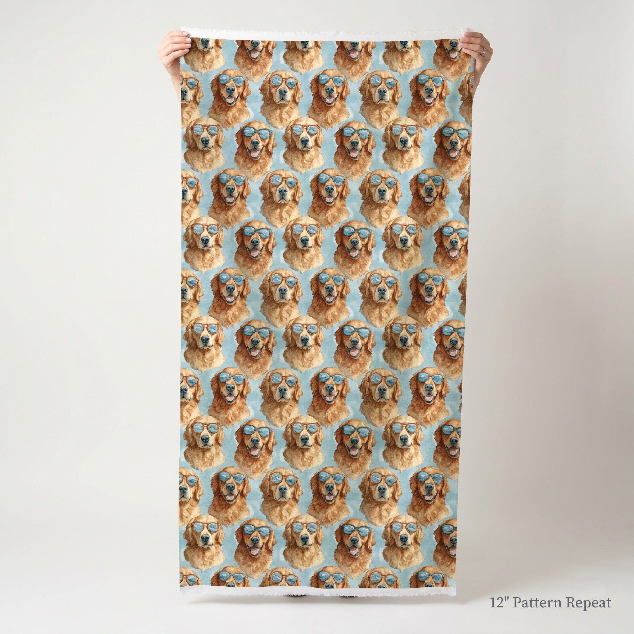 Golden Retriever Summer Shades - Fabric - Linen Rowe