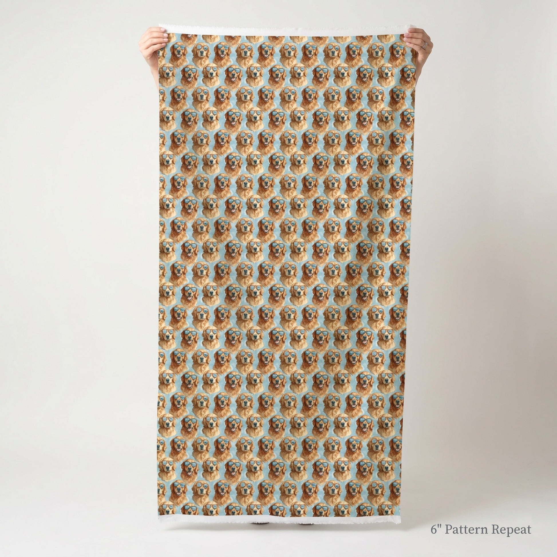 Golden Retriever Summer Shades - Fabric - Linen Rowe