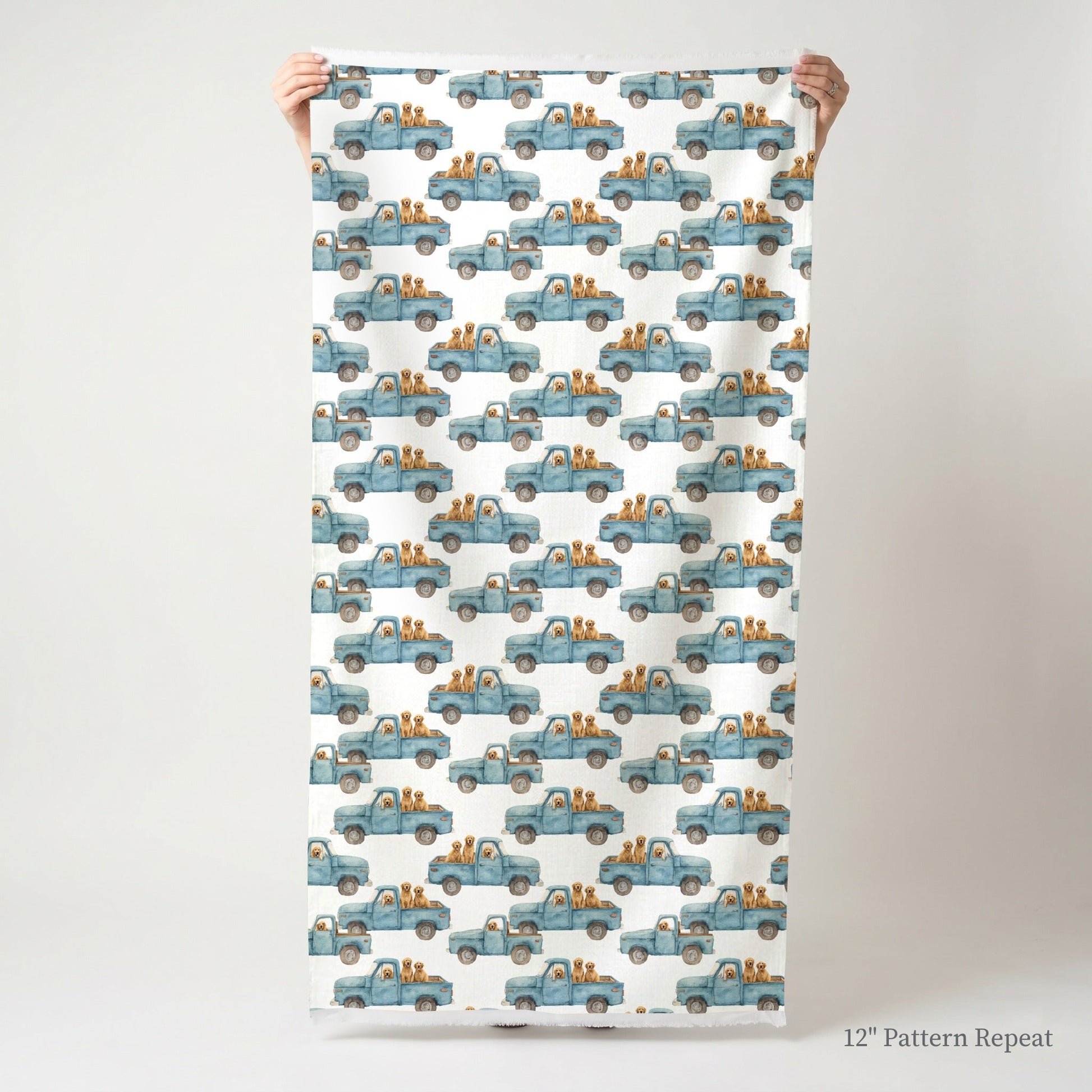 Golden Retriever Sunday Drive - Fabric - Linen Rowe