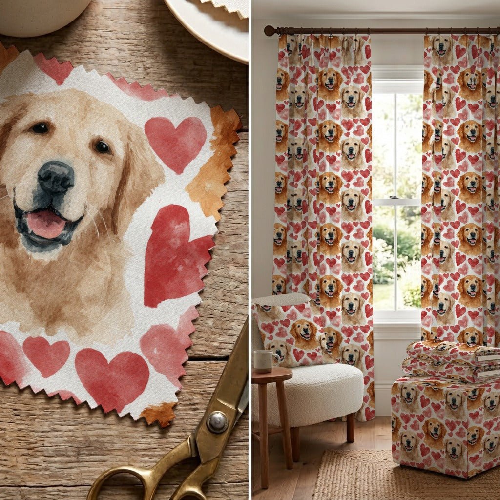Golden Retriever Sweetheart - Fabric - Linen Rowe