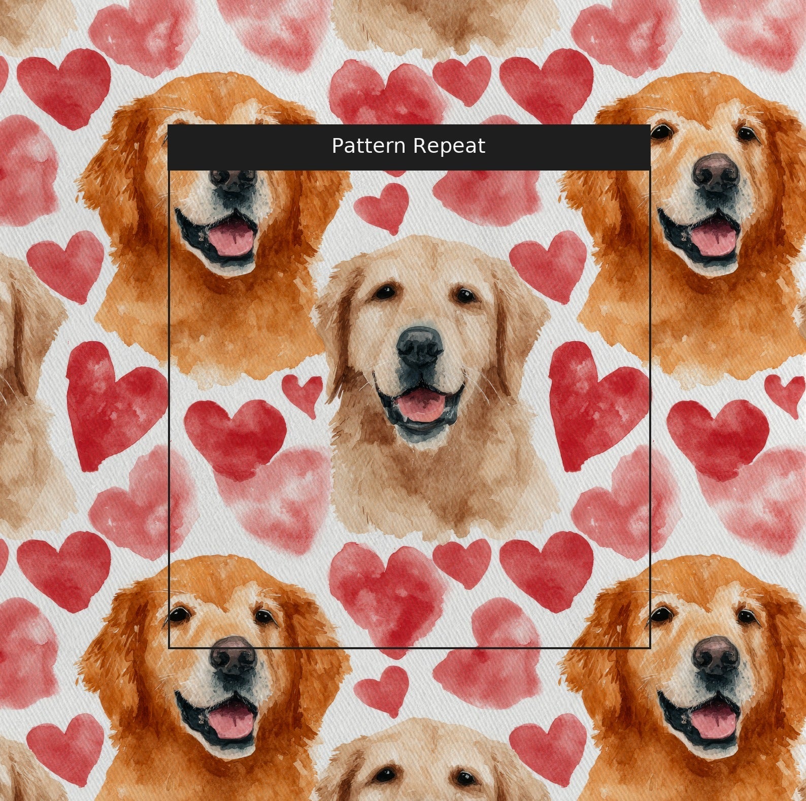 Golden Retriever Sweetheart - Fabric - Linen Rowe