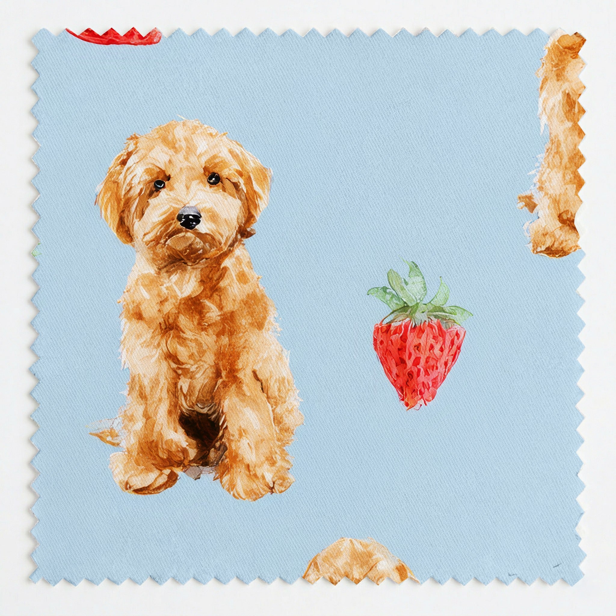 Goldendoodle Berries and Cream - Fabric - Linen Rowe