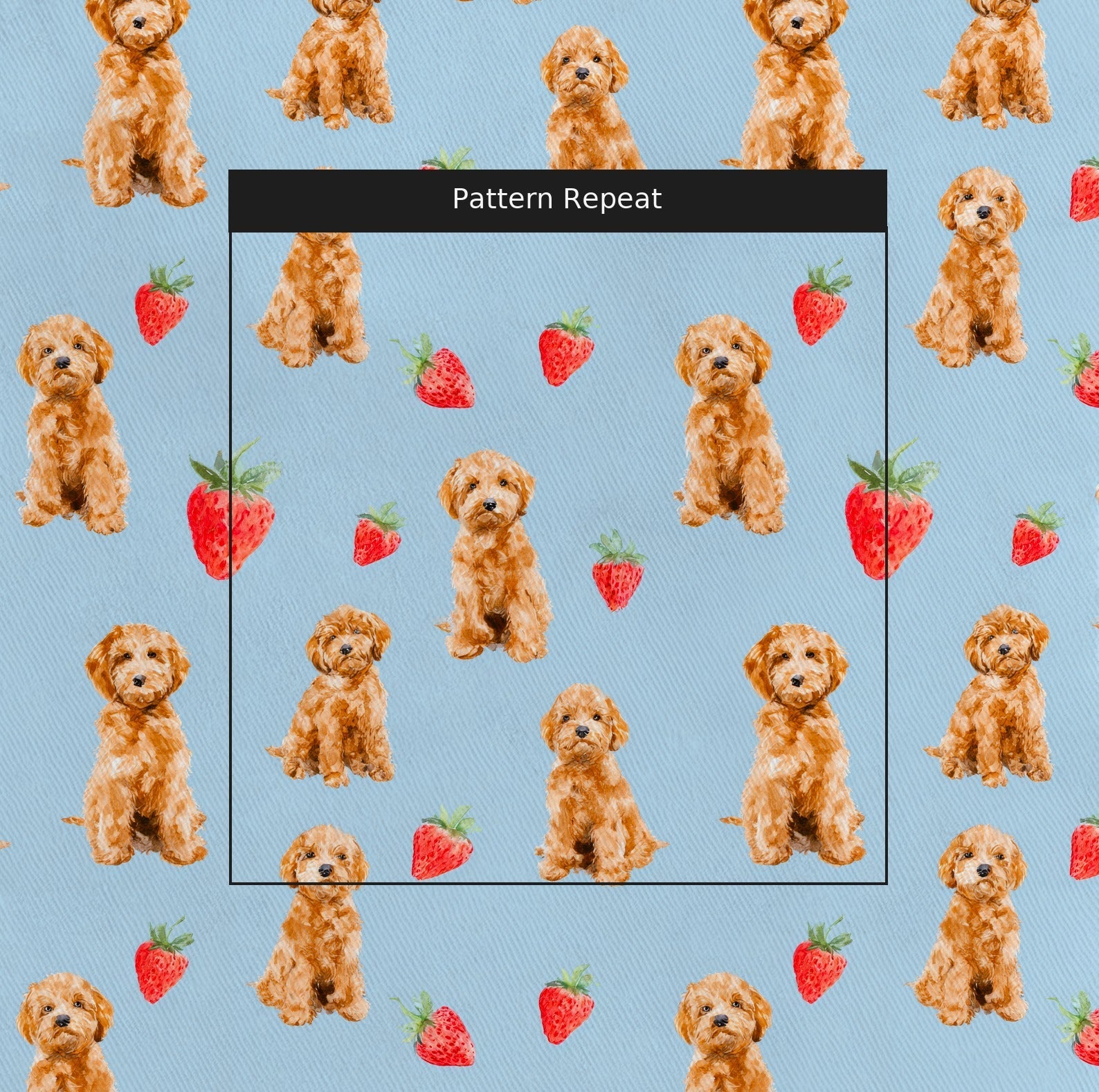 Goldendoodle Berries and Cream - Fabric - Linen Rowe