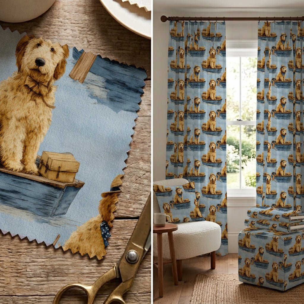 Goldendoodle Boat Day - Fabric - Linen Rowe