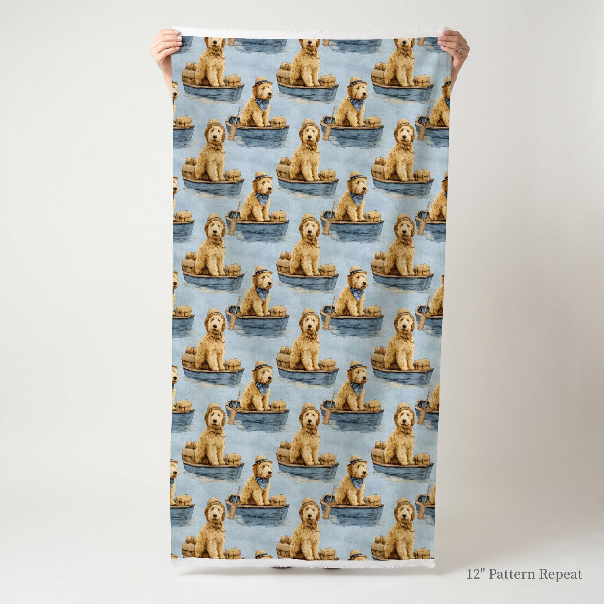 Goldendoodle Boat Day - Fabric - Linen Rowe
