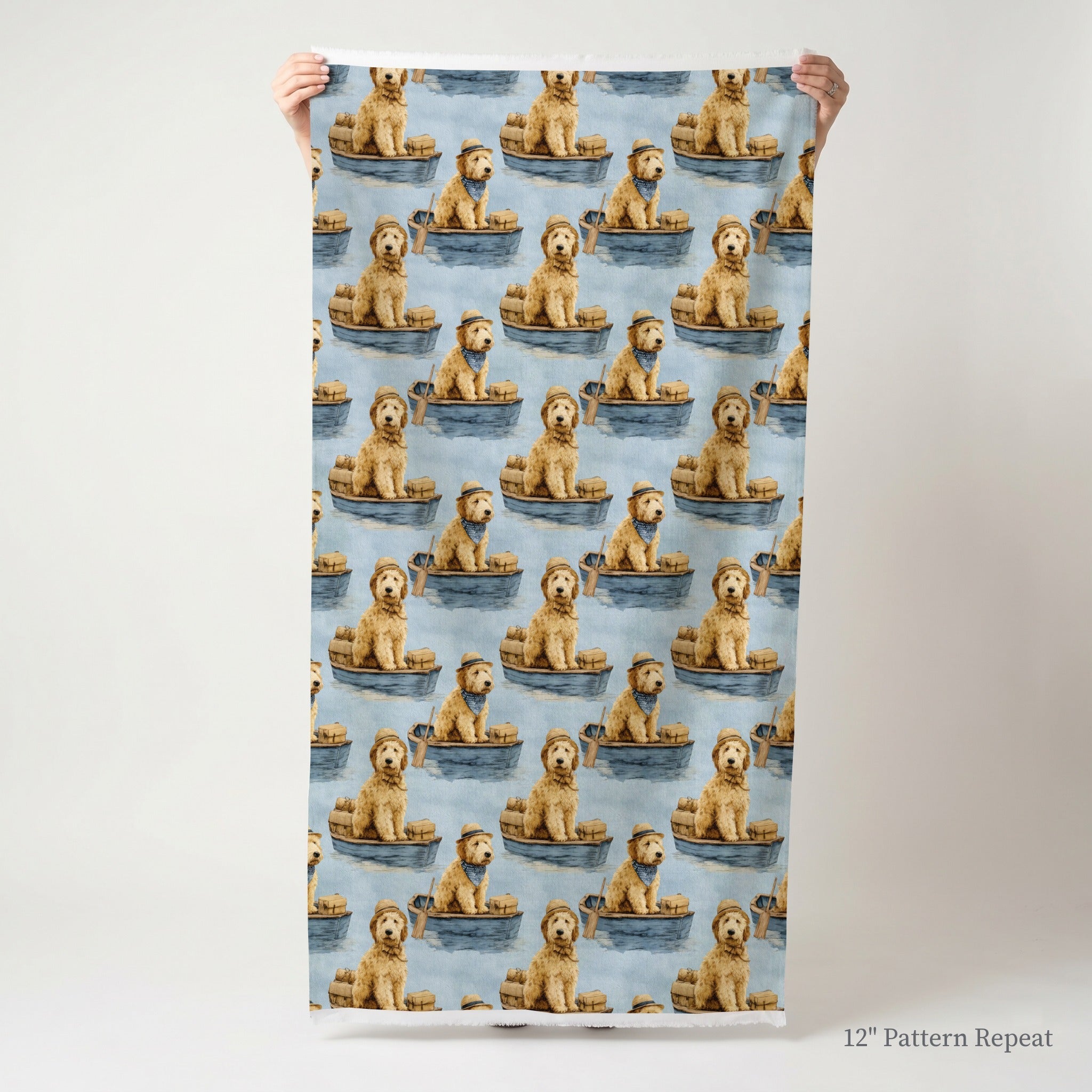 Goldendoodle Boat Day - Fabric - Linen Rowe