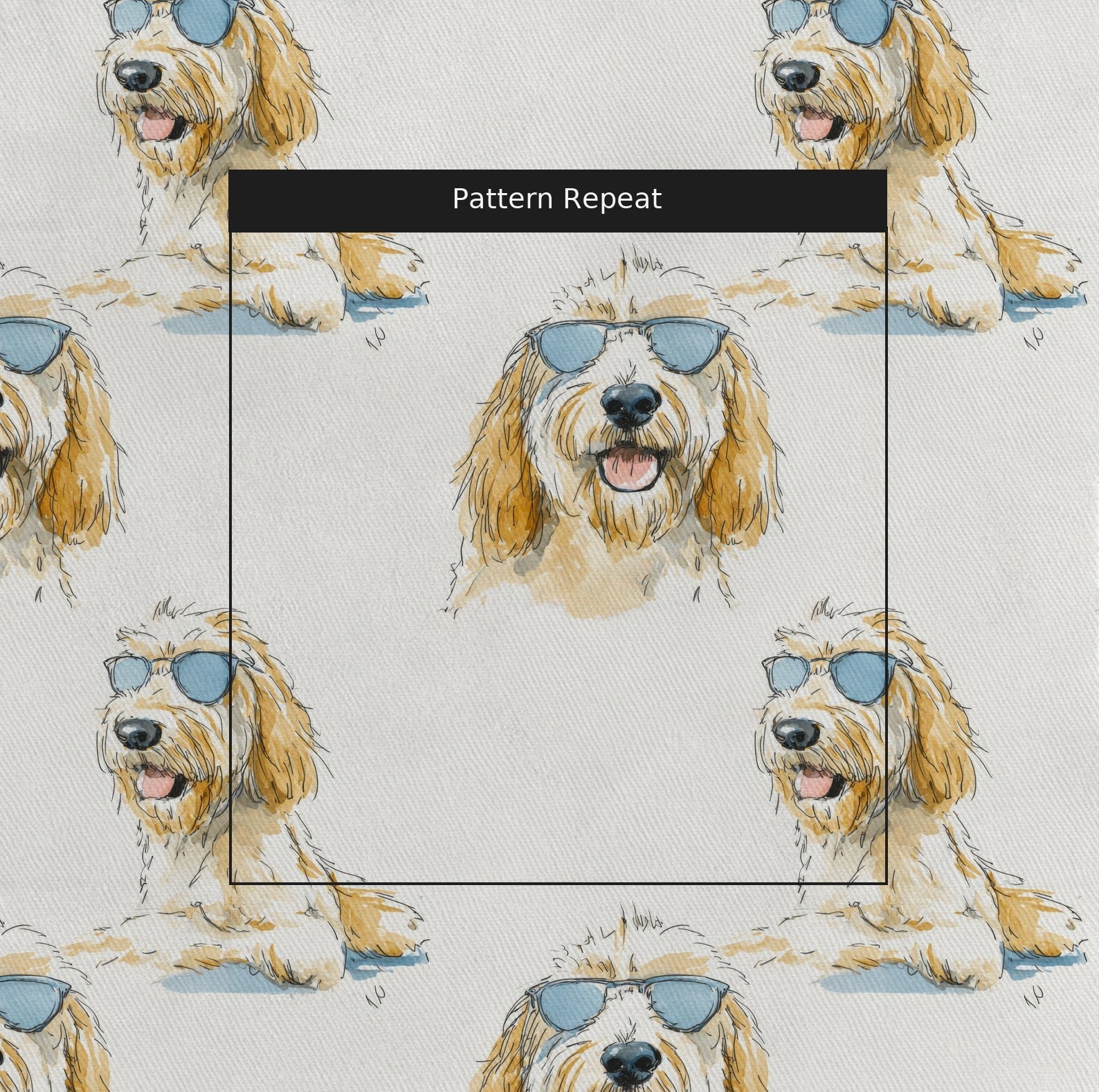 Goldendoodle Cool Shades - Fabric - Linen Rowe