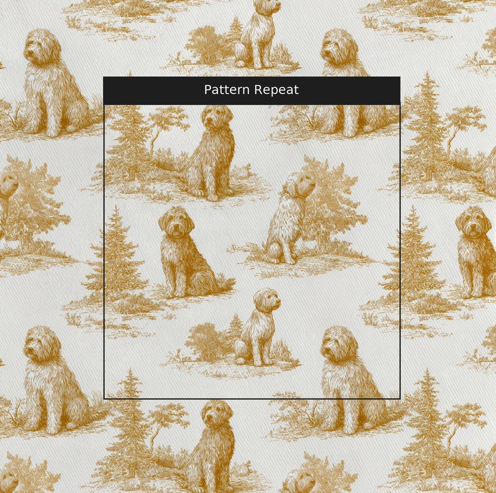 Goldendoodle Country Toile - Fabric - Linen Rowe