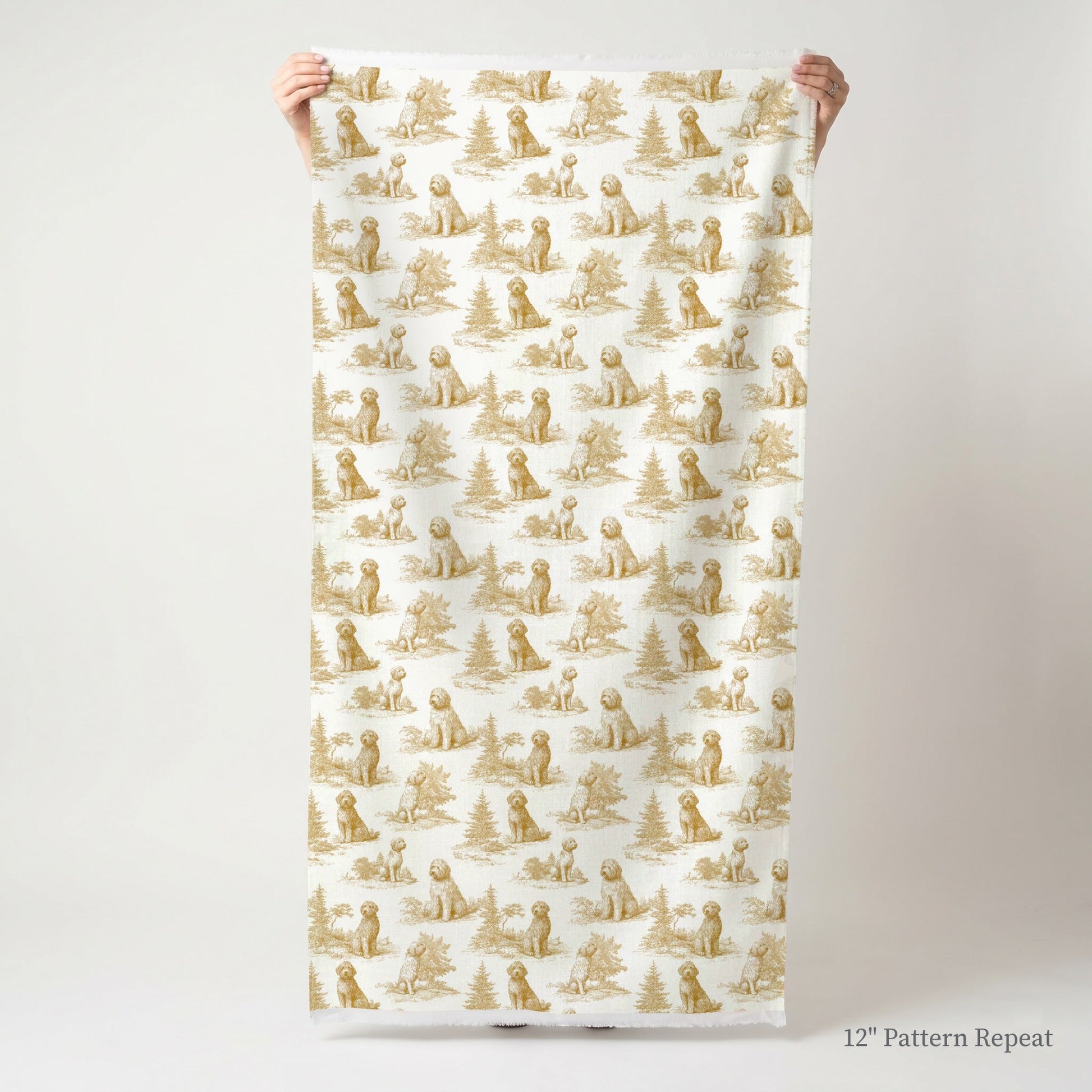 Goldendoodle Country Toile - Fabric - Linen Rowe
