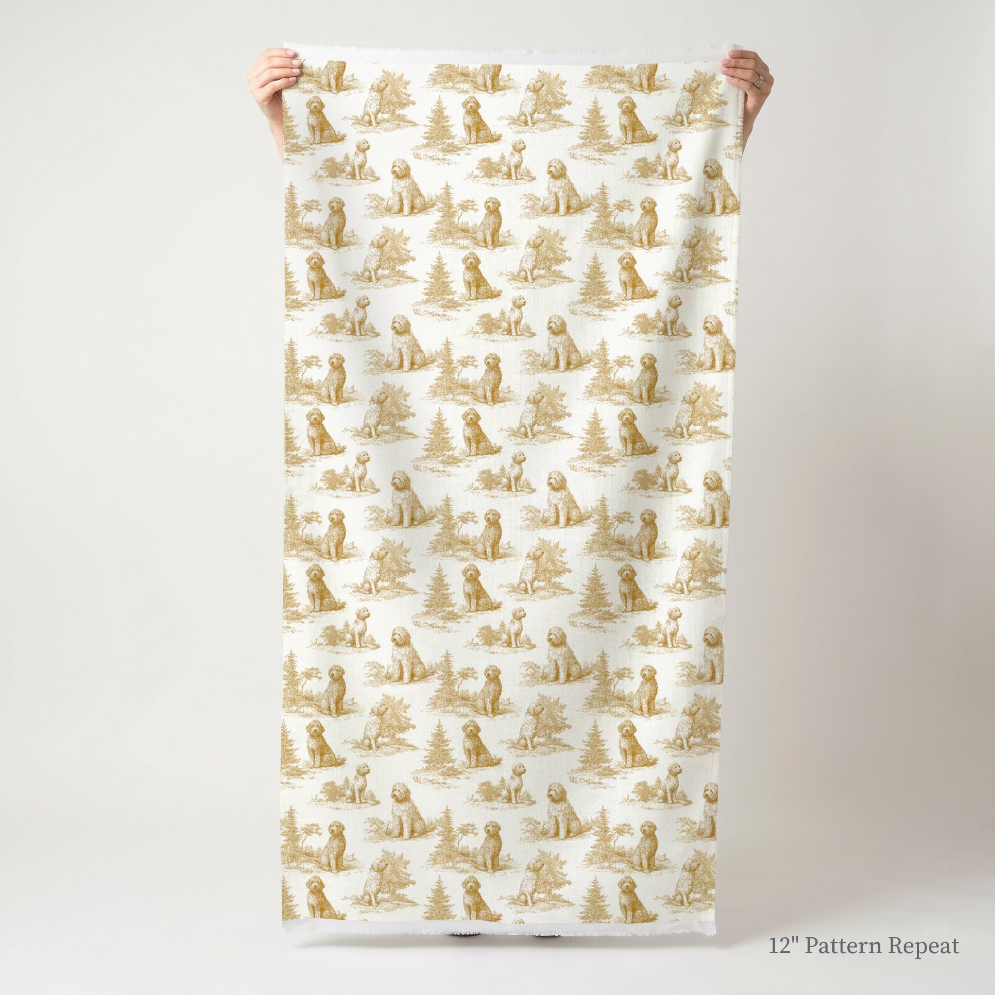 Goldendoodle Country Toile - Fabric - Linen Rowe