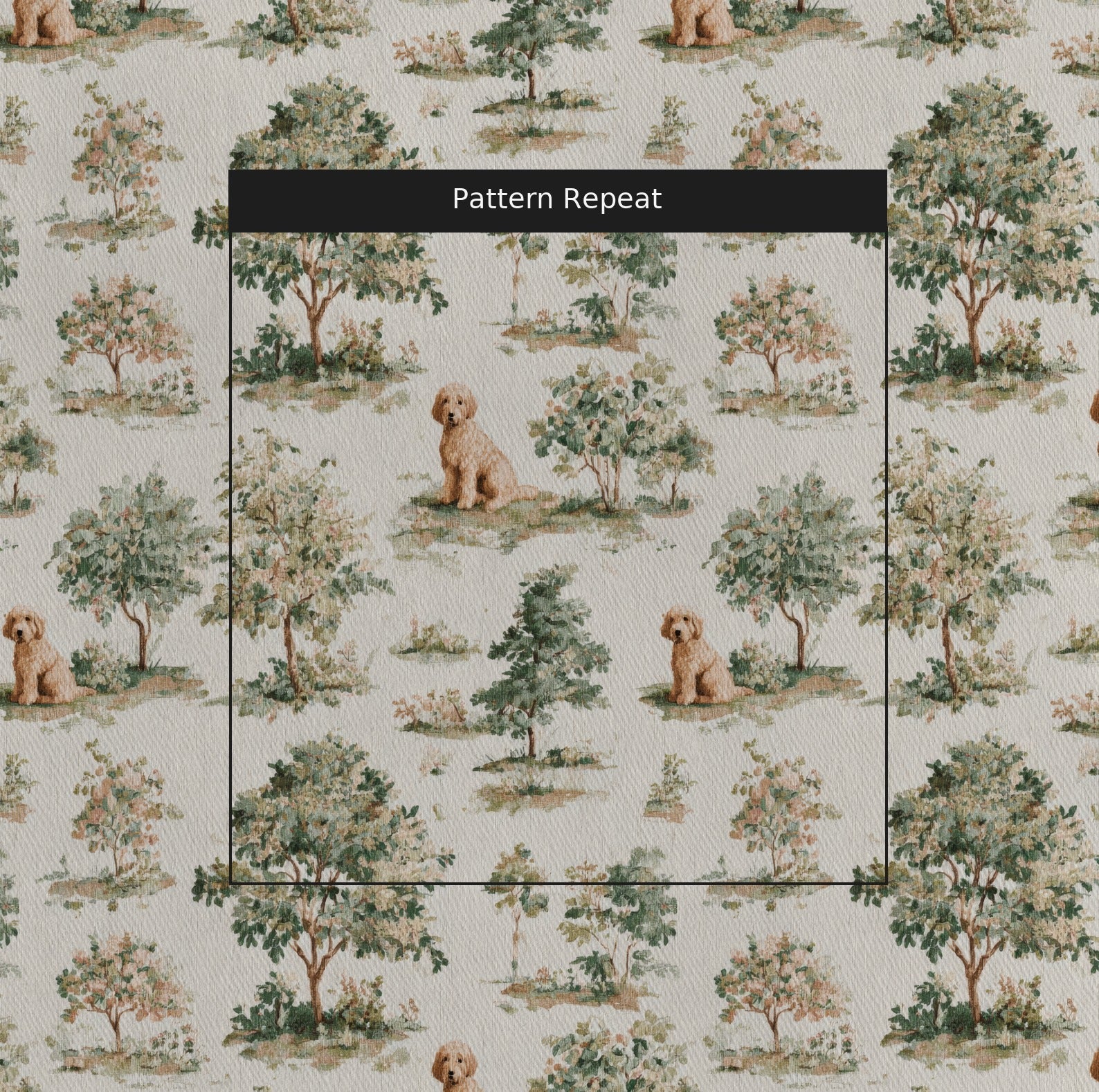Goldendoodle Garden Toile - Fabric - Linen Rowe