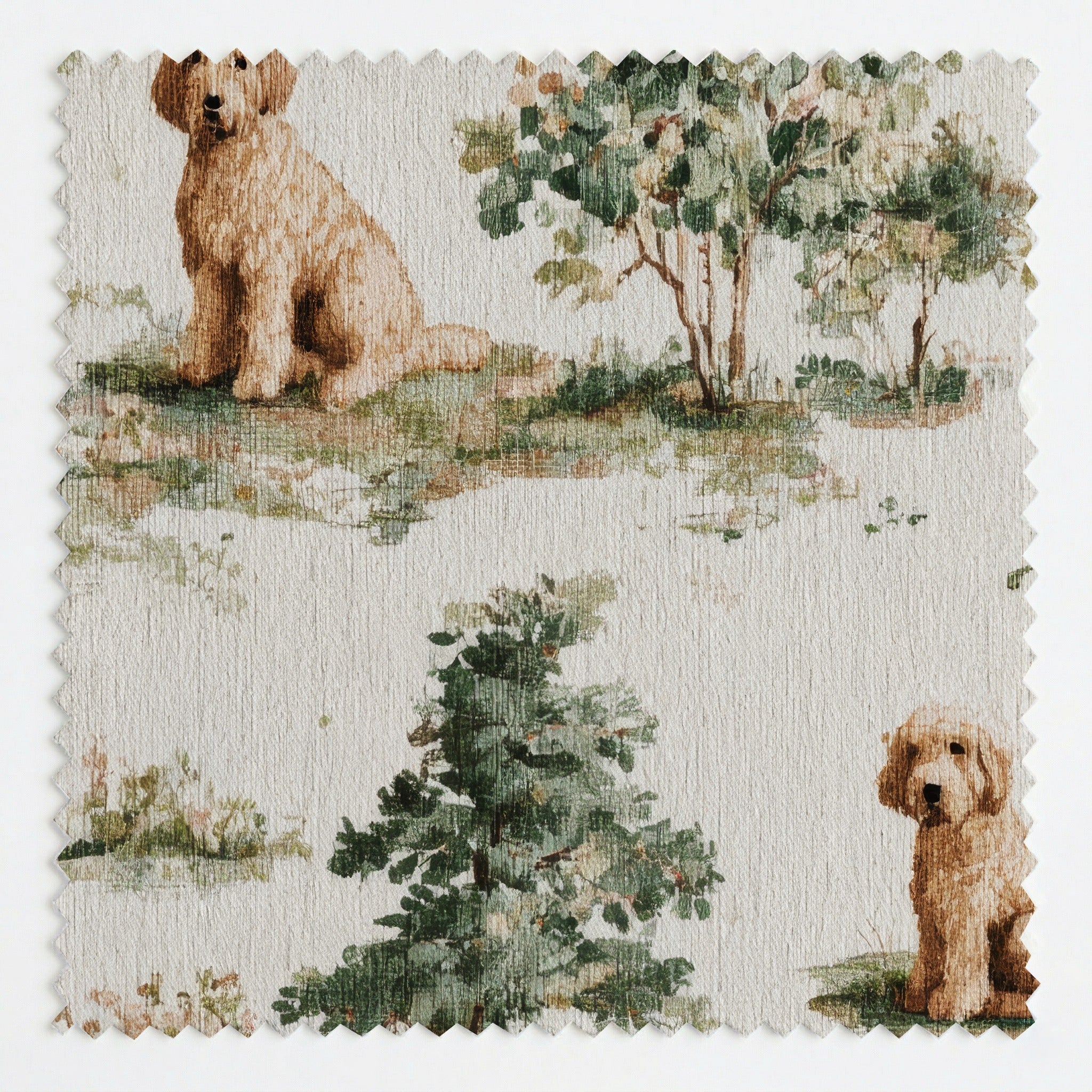 Goldendoodle Garden Toile - Fabric - Linen Rowe