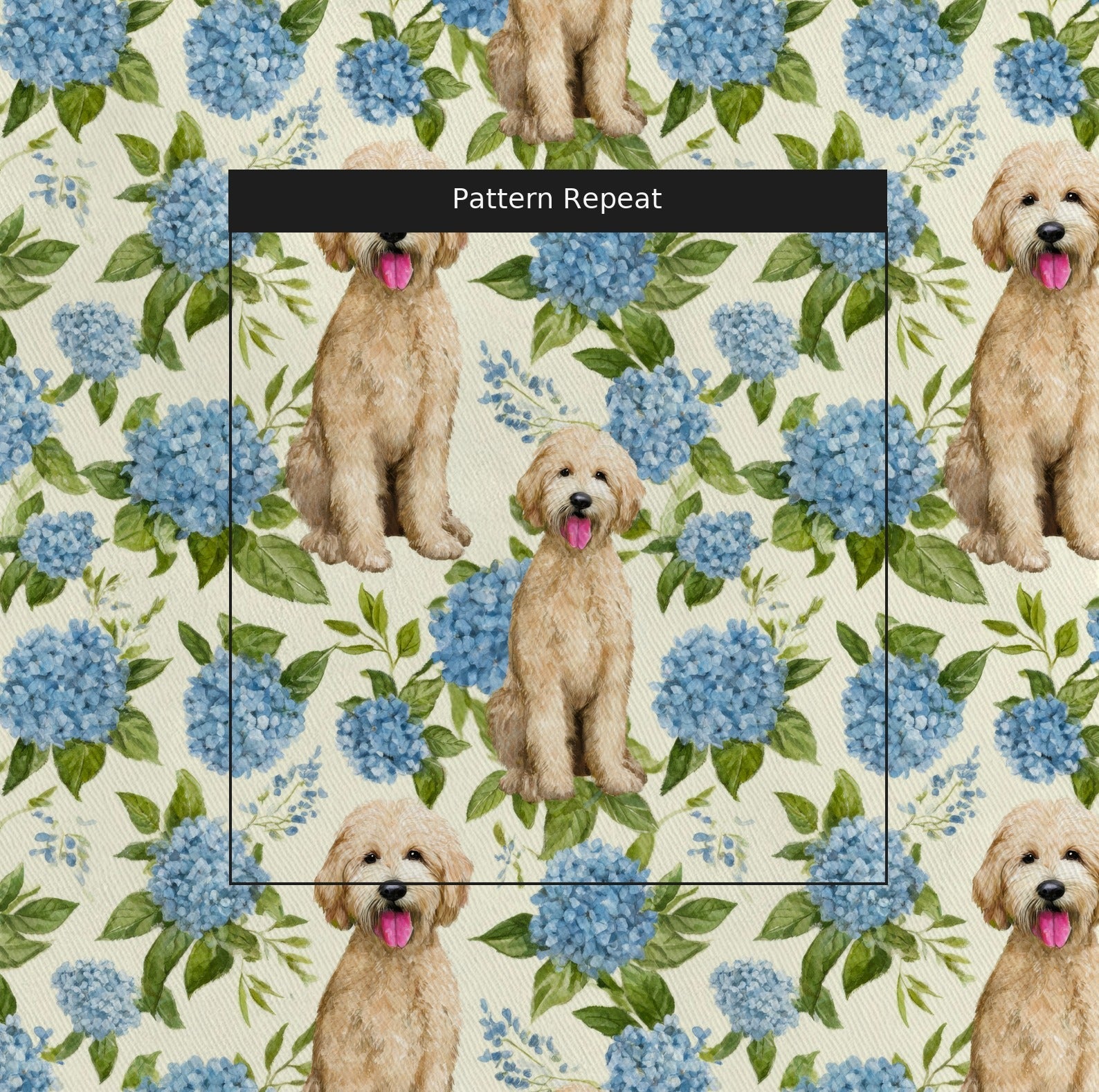 Goldendoodle Hydrangeas - Fabric - Linen Rowe