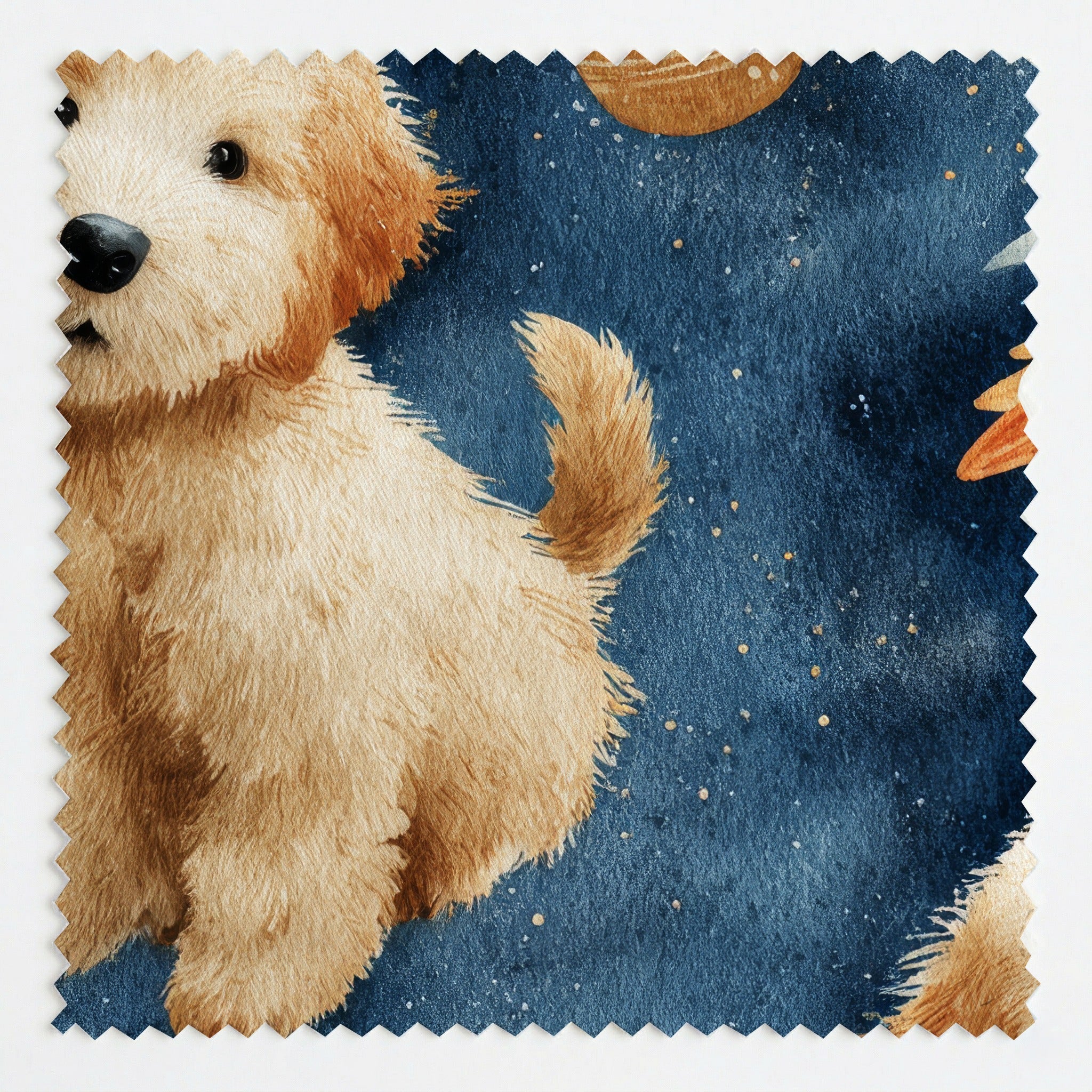 Goldendoodle Outer Space - Fabric - Linen Rowe