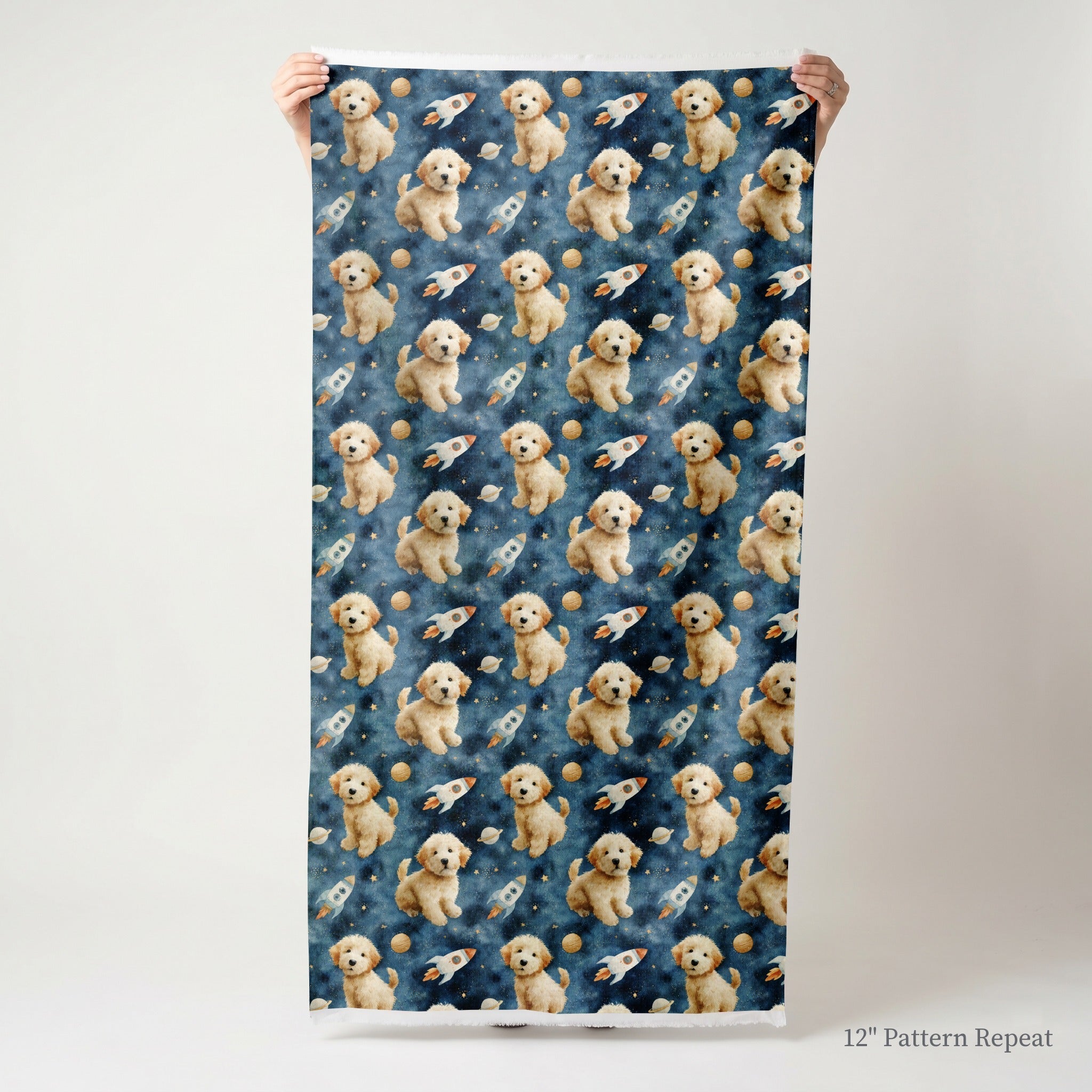 Goldendoodle Outer Space - Fabric - Linen Rowe
