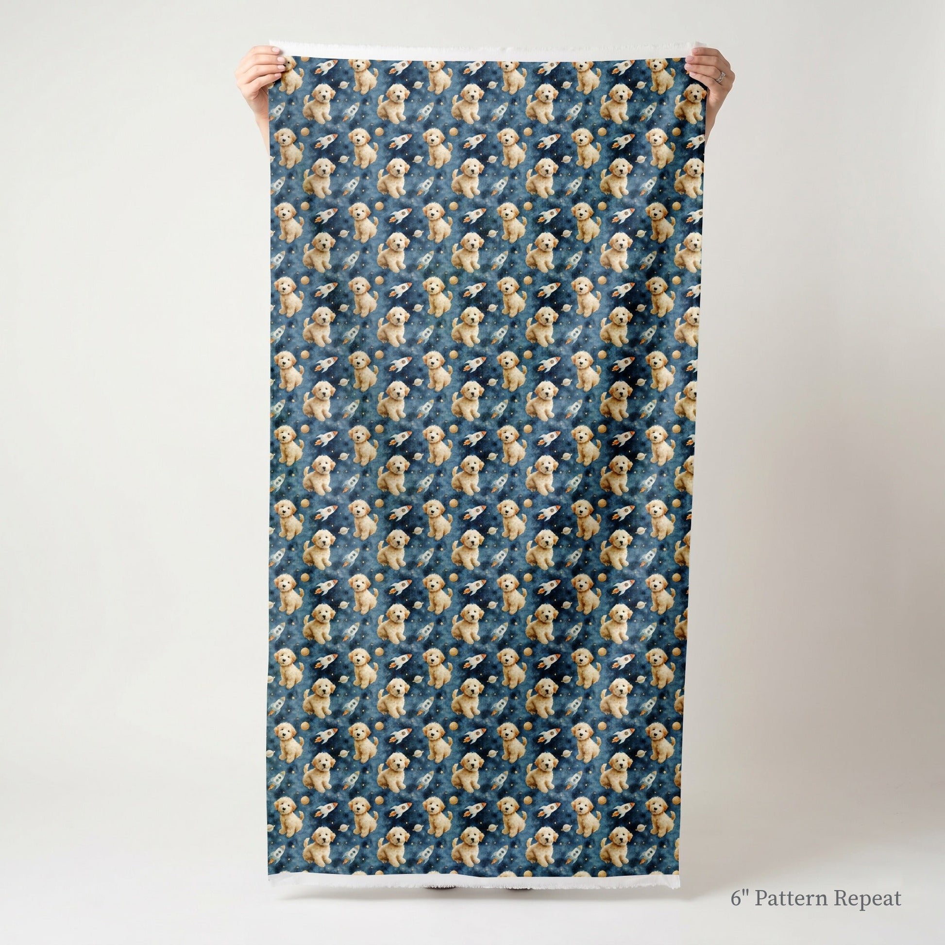 Goldendoodle Outer Space - Fabric - Linen Rowe