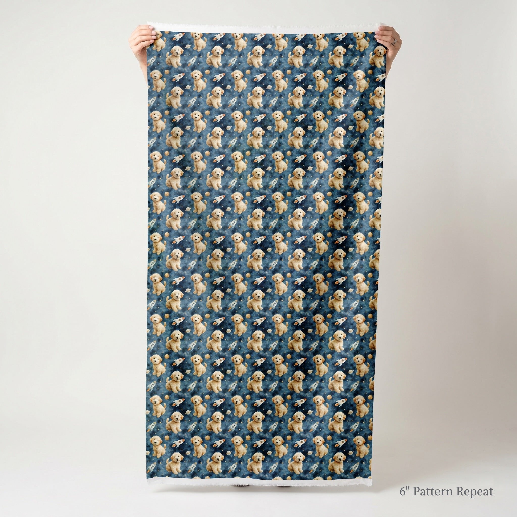 Goldendoodle Outer Space - Fabric - Linen Rowe