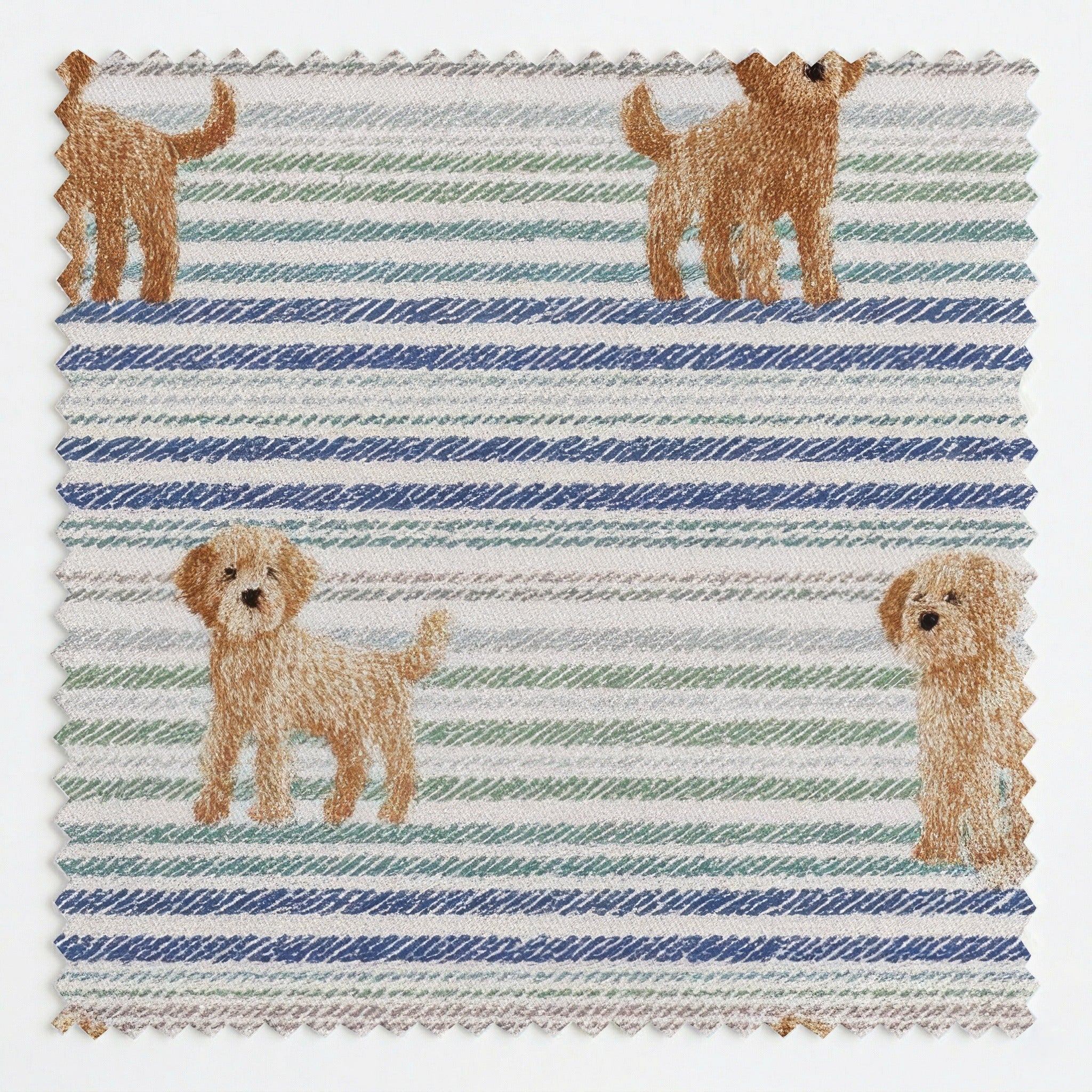 Goldendoodle Pastel Stripes - Fabric - Linen Rowe
