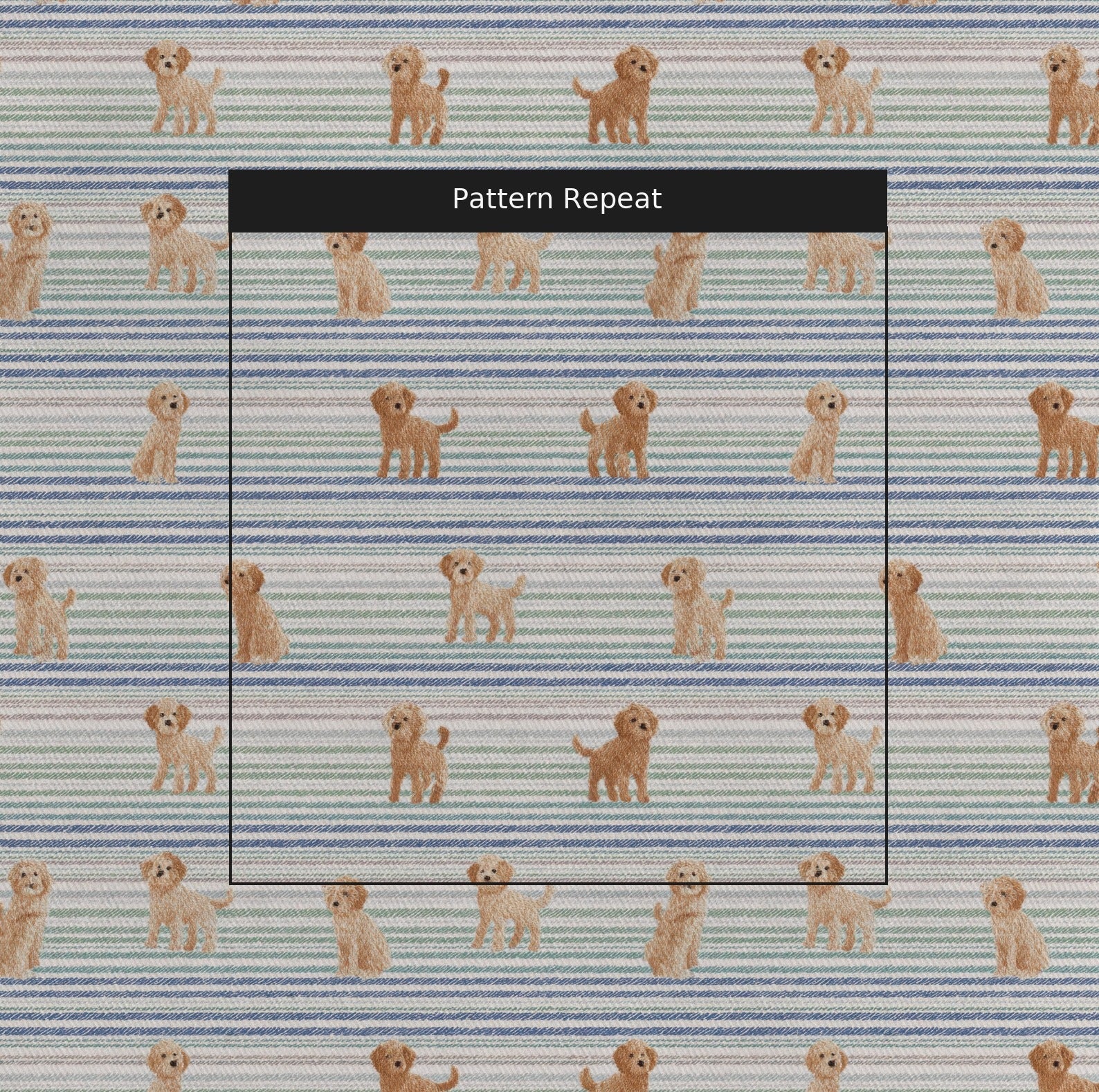 Goldendoodle Pastel Stripes - Fabric - Linen Rowe