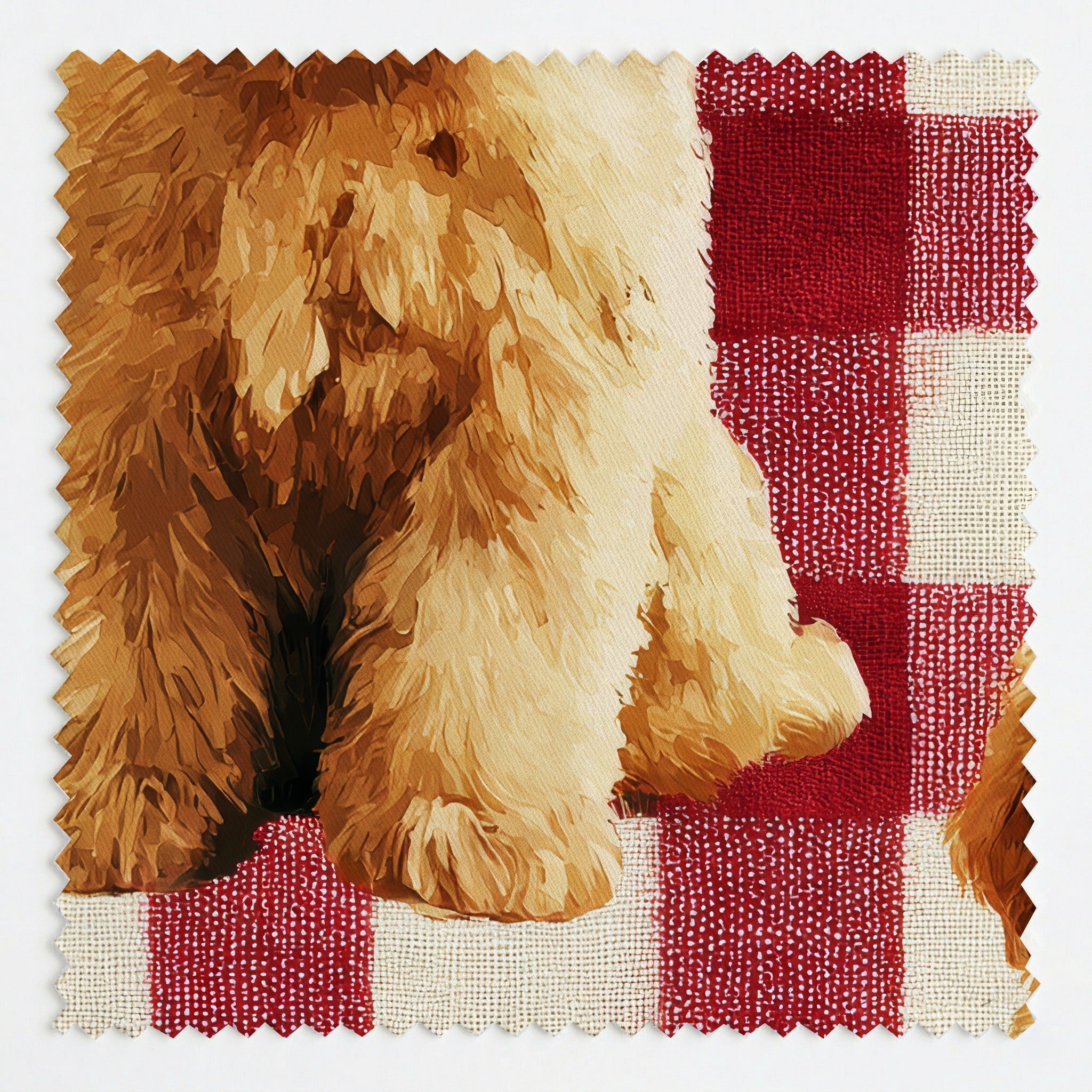 Goldendoodle Picnic Gingham - Fabric - Linen Rowe