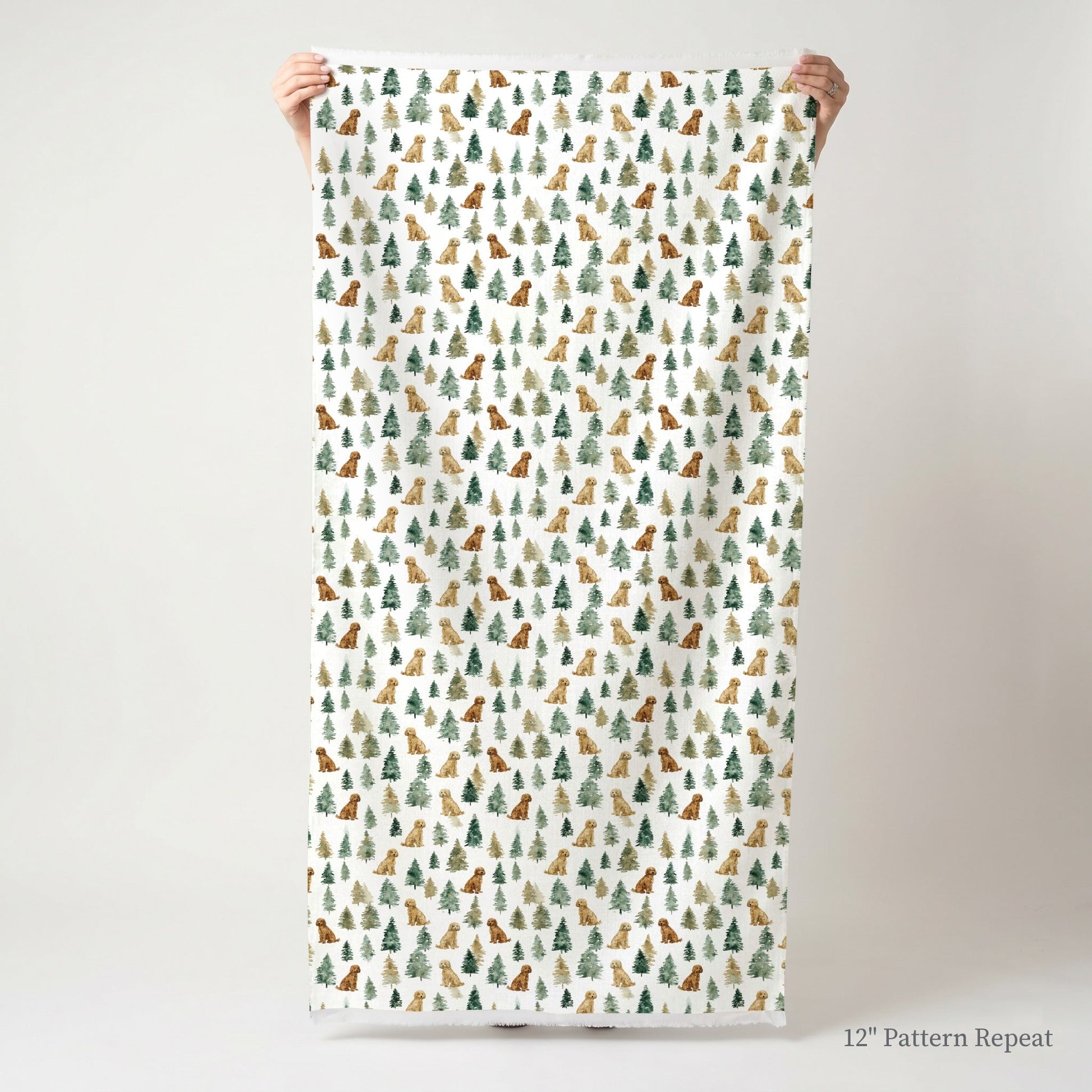 Goldendoodle Pine Woods - Fabric - Linen Rowe