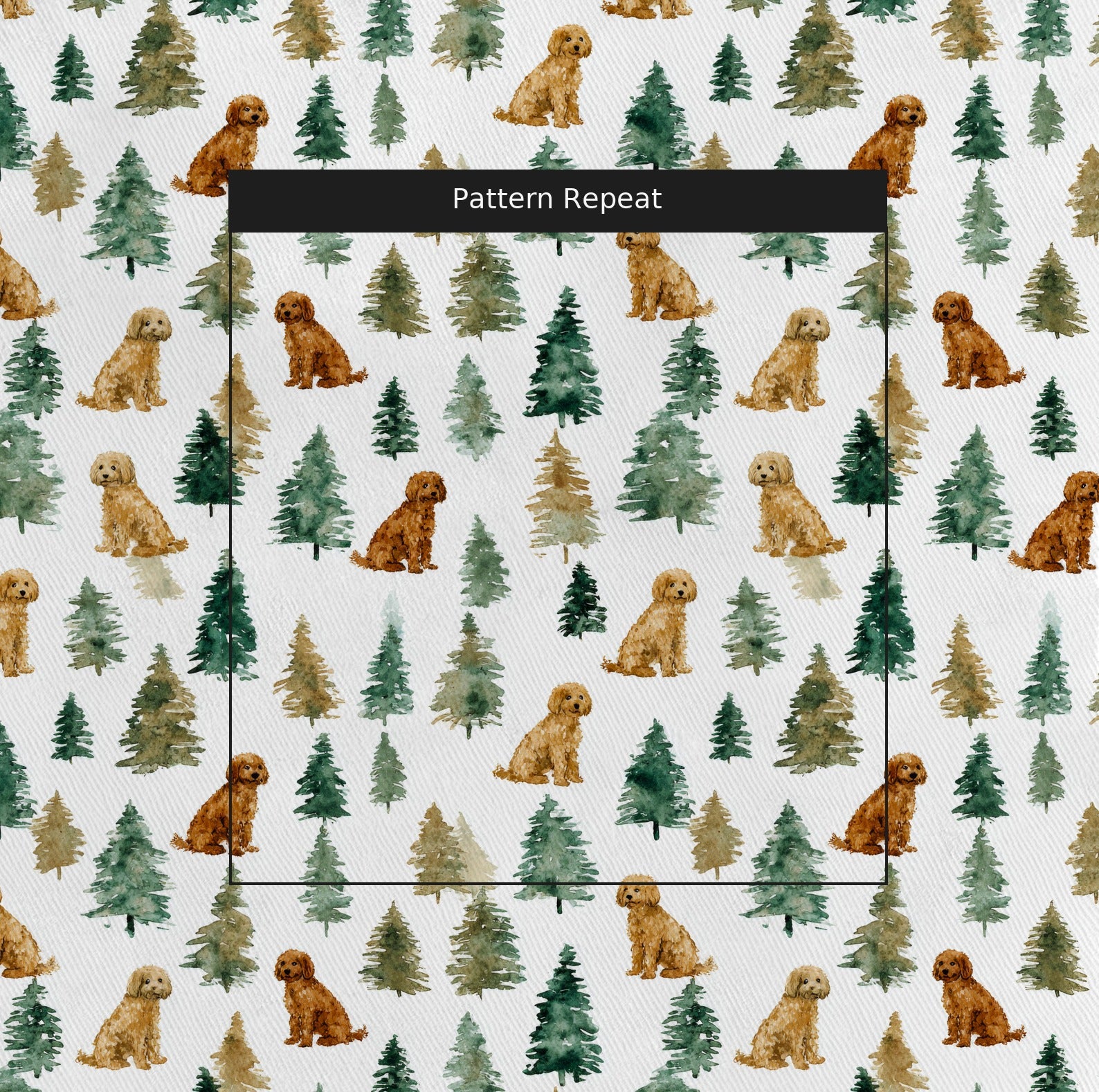 Goldendoodle Pine Woods - Fabric - Linen Rowe