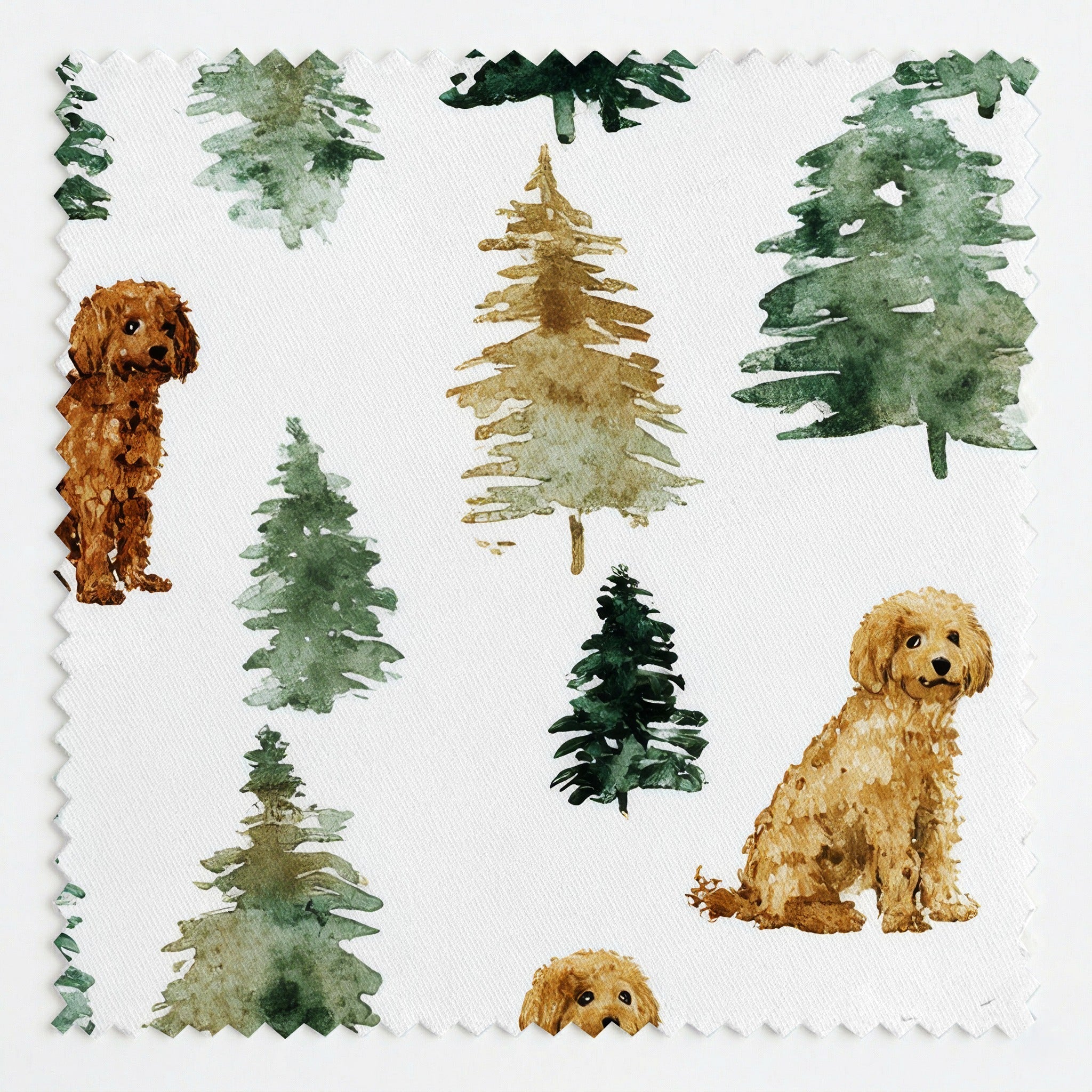 Goldendoodle Pine Woods - Fabric - Linen Rowe