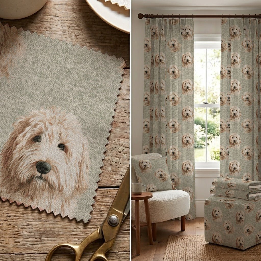 Goldendoodle Portrait - Fabric - Linen Rowe