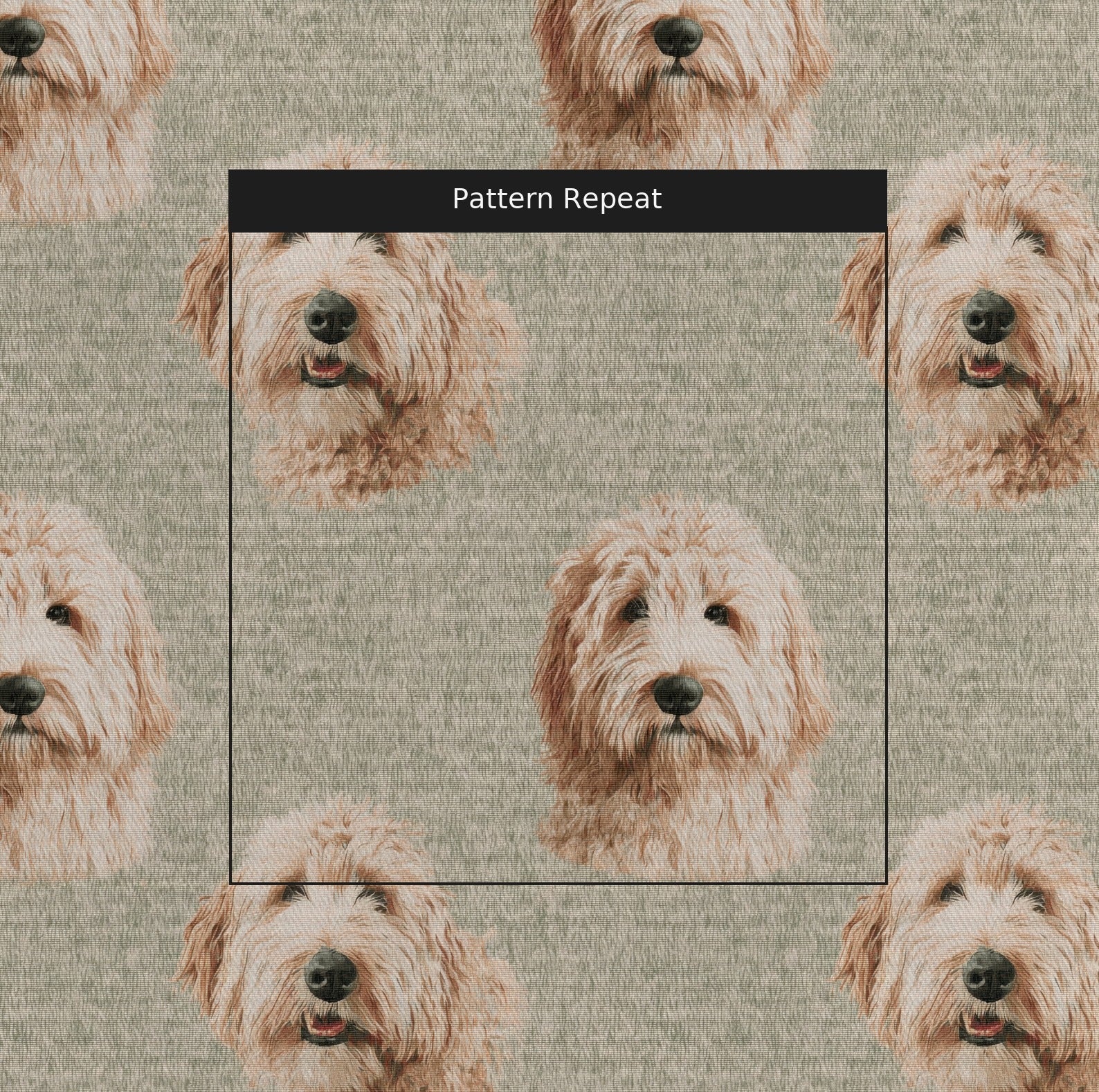 Goldendoodle Portrait - Fabric - Linen Rowe