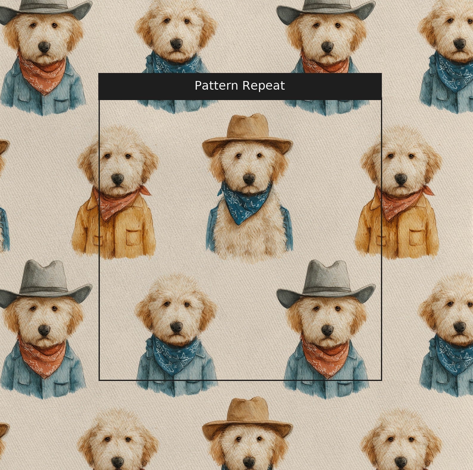 Goldendoodle Rodeo - Fabric - Linen Rowe
