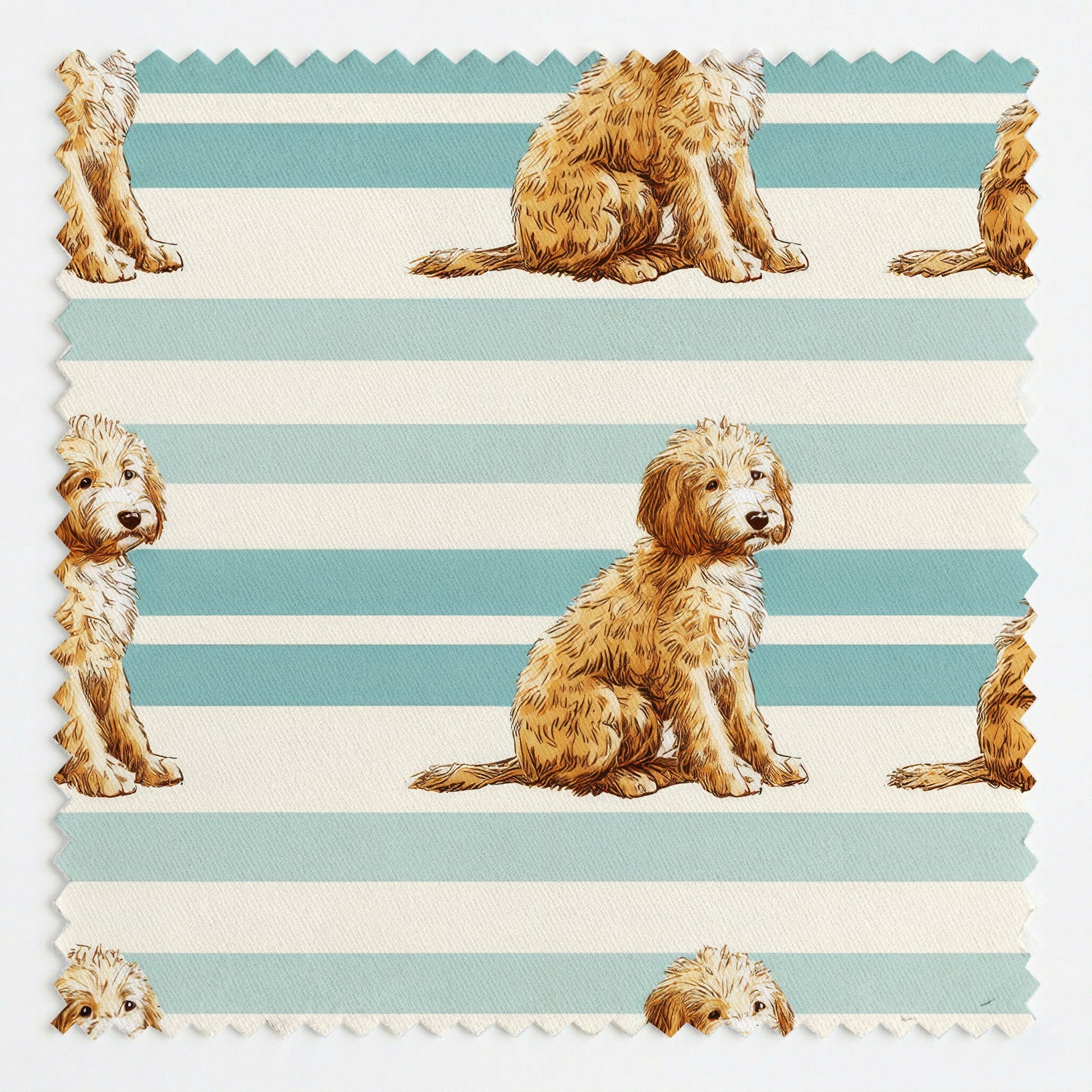 Goldendoodle Stripes - Fabric - Linen Rowe