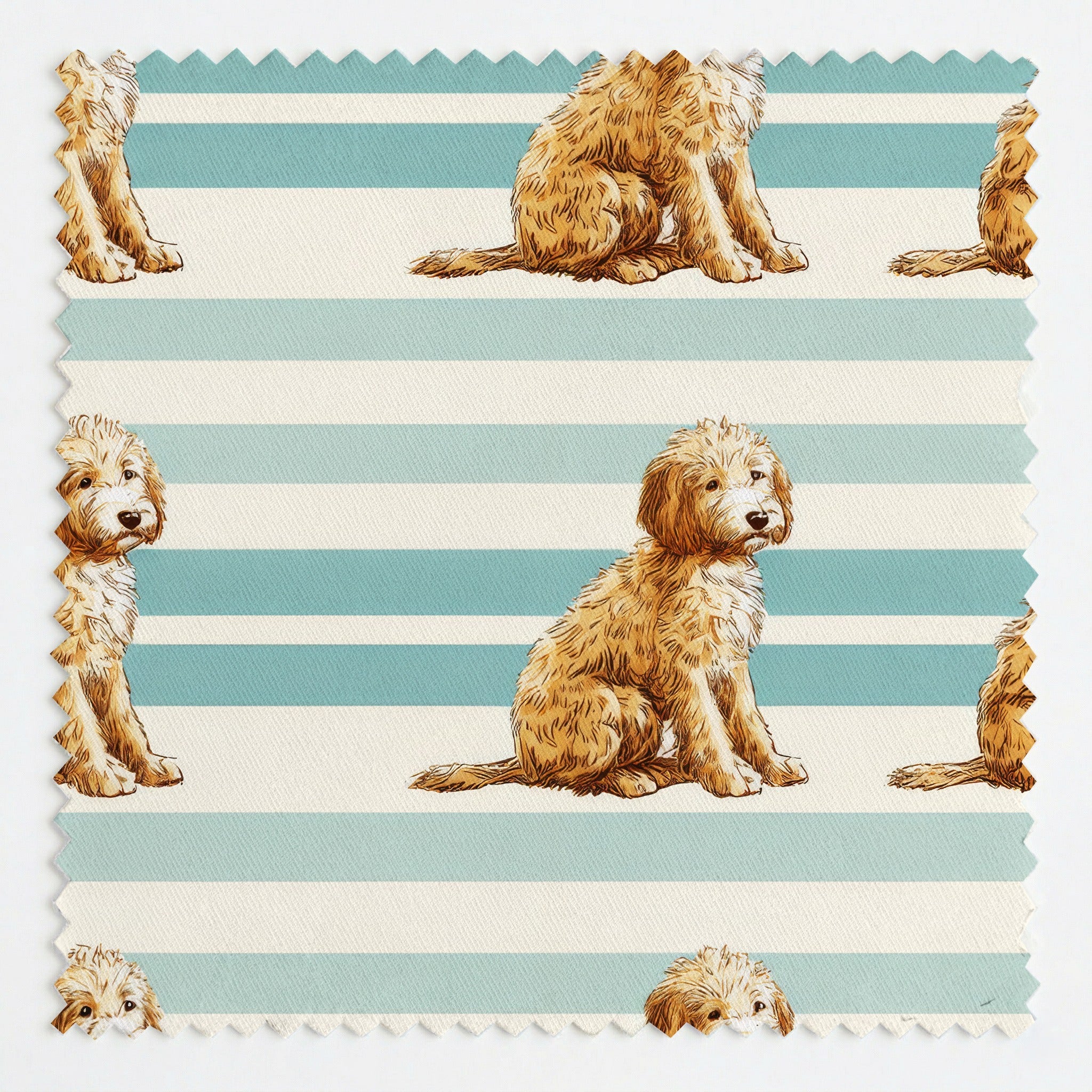 Goldendoodle Stripes - Fabric - Linen Rowe