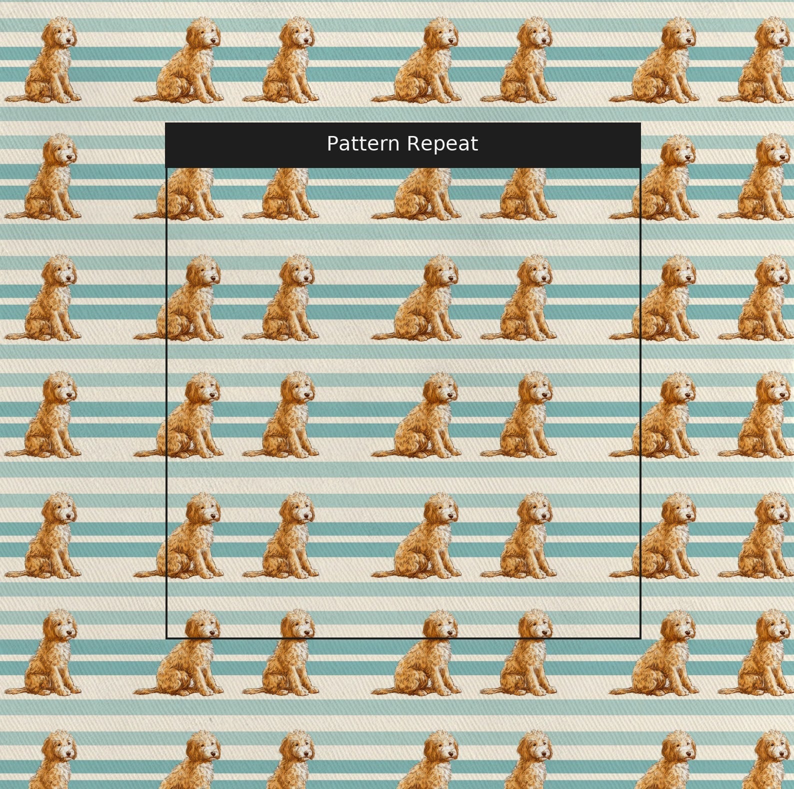 Goldendoodle Stripes - Fabric - Linen Rowe