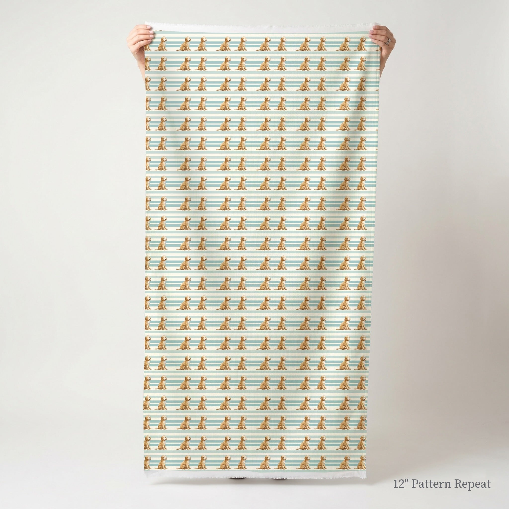 Goldendoodle Stripes - Fabric - Linen Rowe