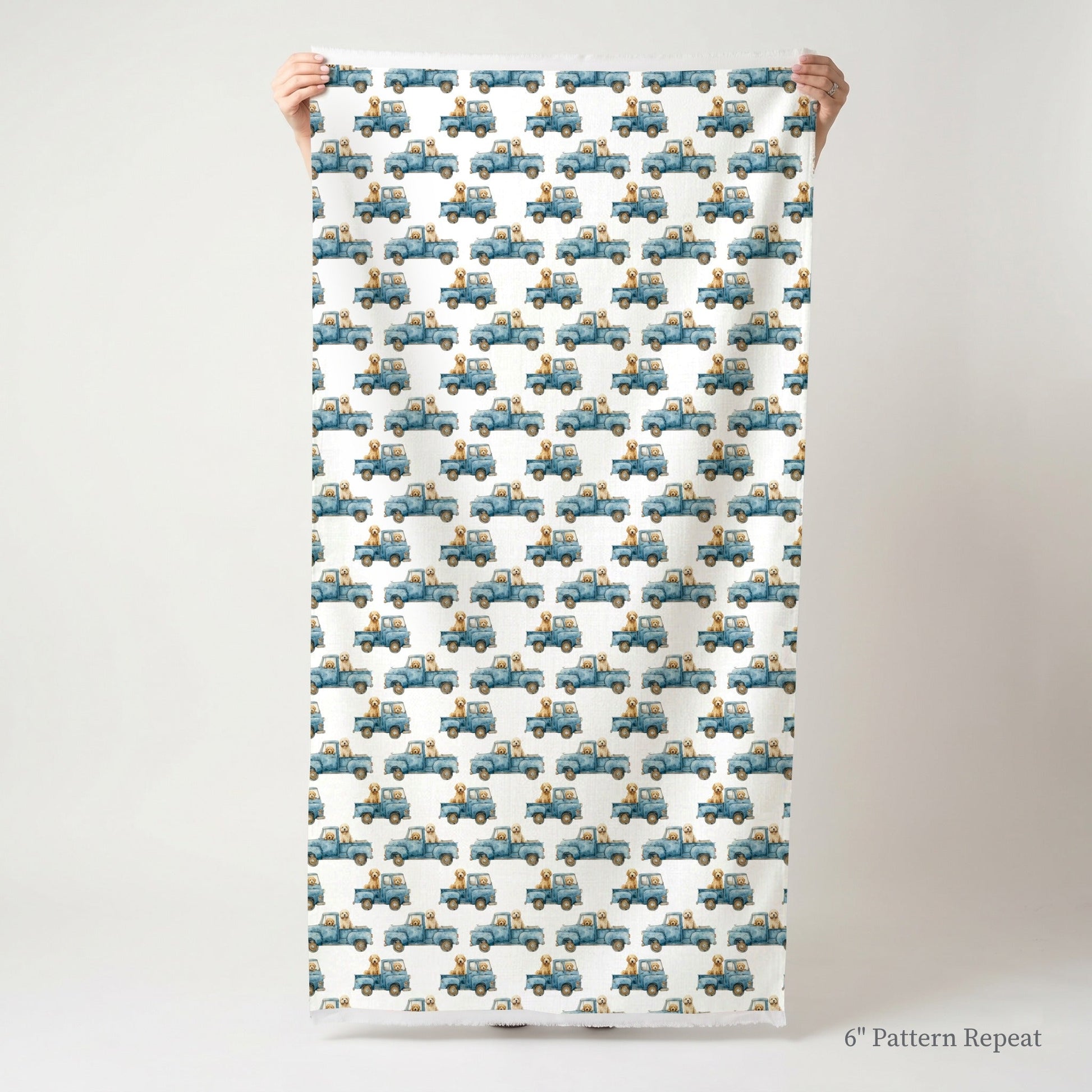 Goldendoodle Sunday Drive - Fabric - Linen Rowe