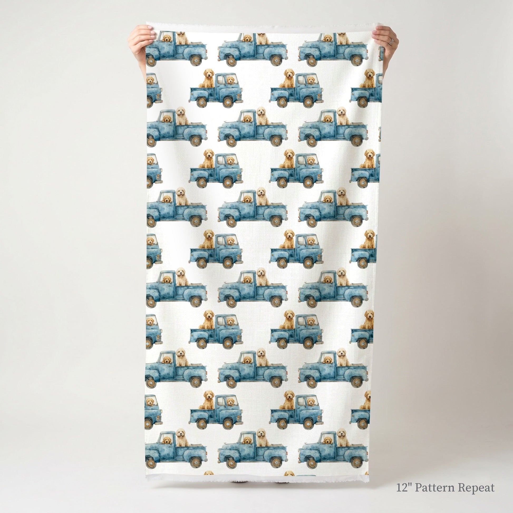 Goldendoodle Sunday Drive - Fabric - Linen Rowe
