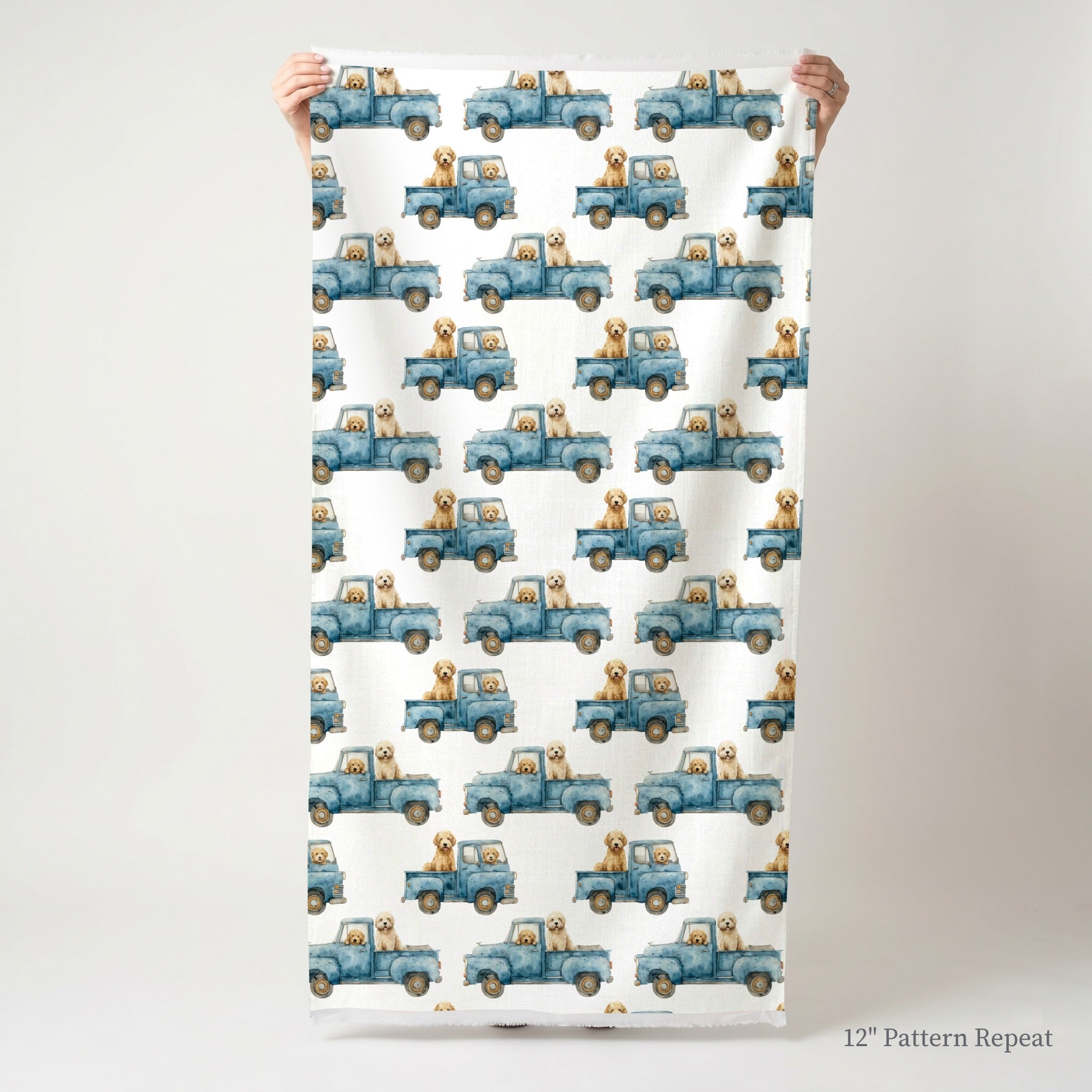 Goldendoodle Sunday Drive - Fabric - Linen Rowe