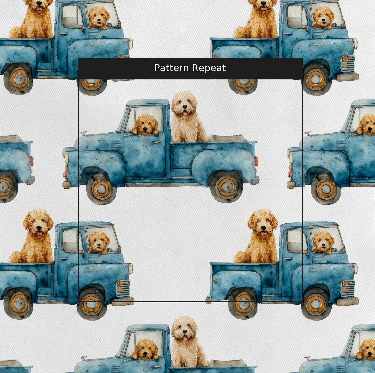 Goldendoodle Sunday Drive - Fabric - Linen Rowe