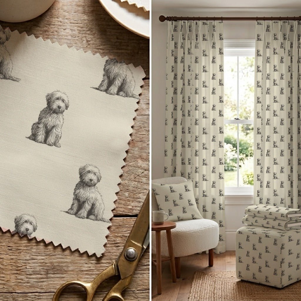Goldendoodle Tiny Print - Fabric - Linen Rowe