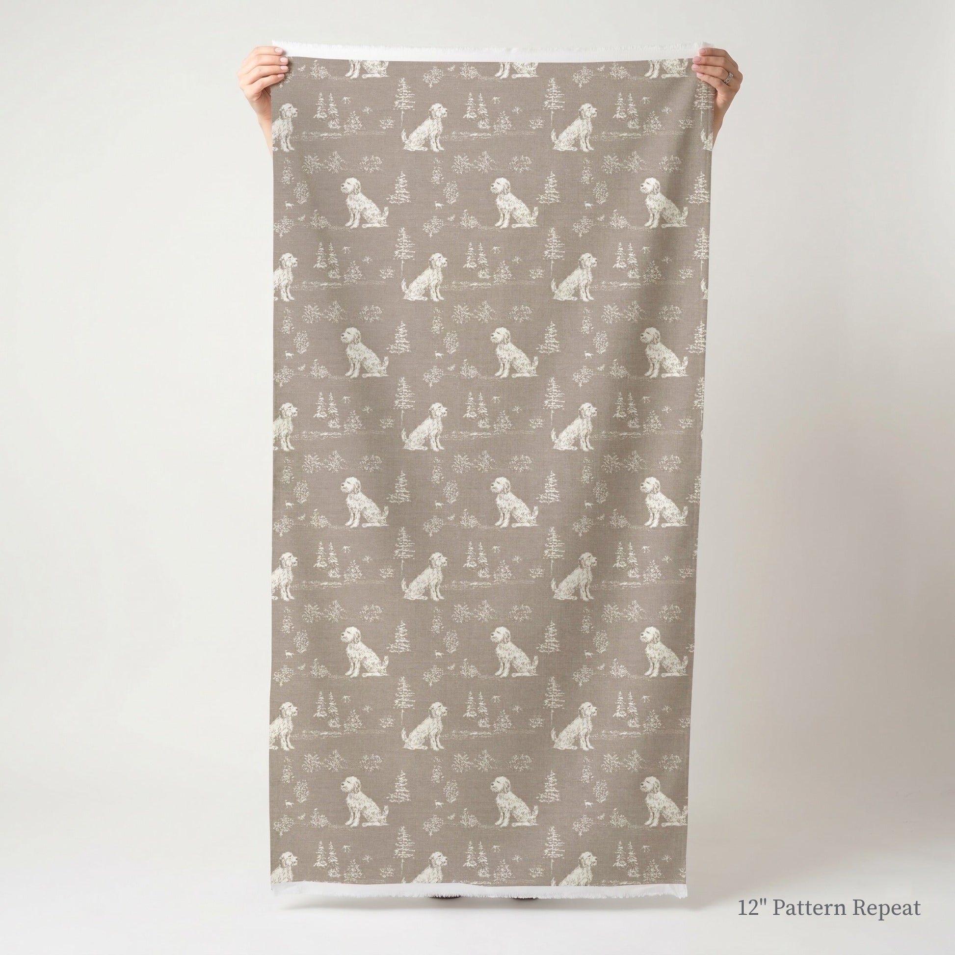 Goldendoodle Tonal Print - Fabric - Linen Rowe