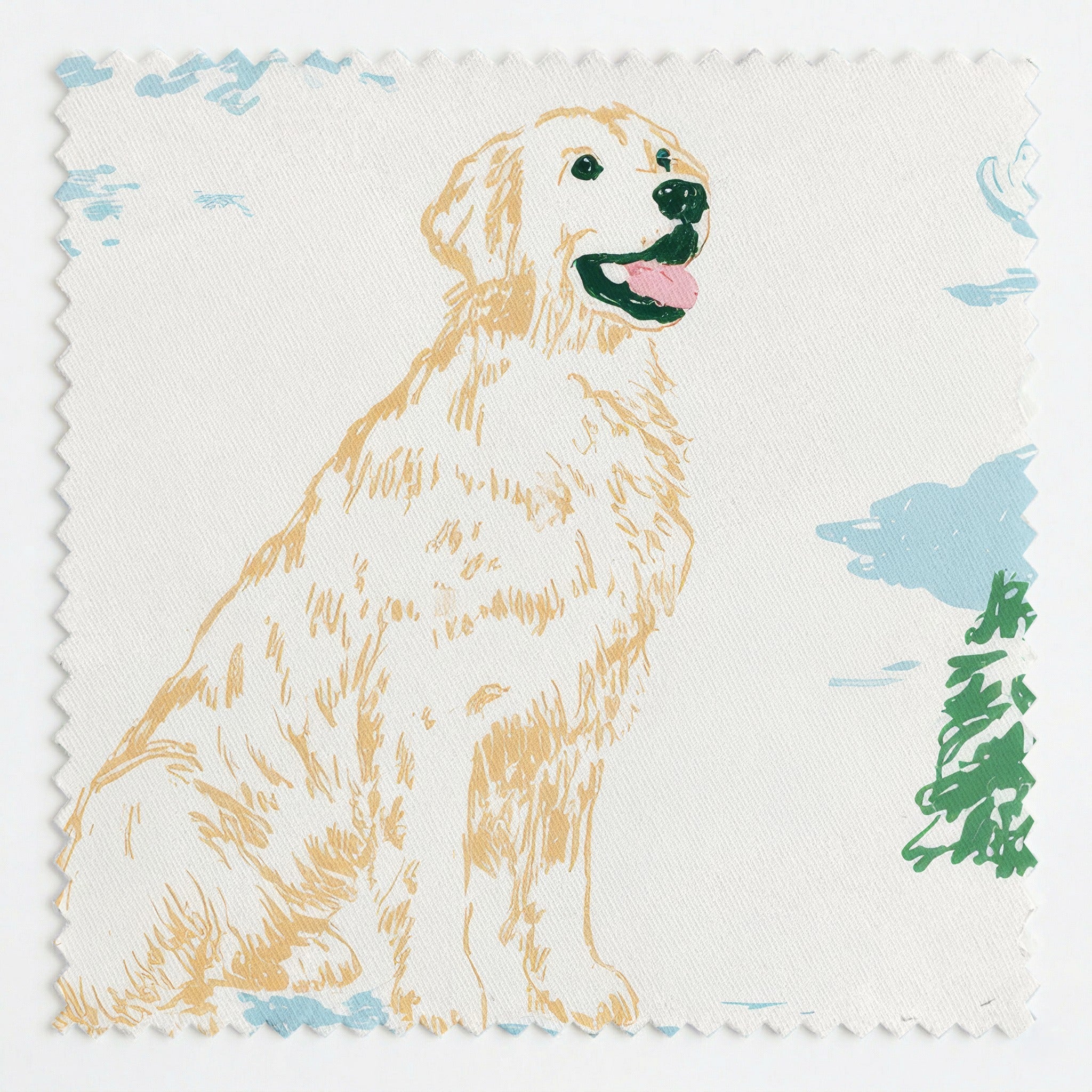 Goldenretriever Winter Play - Fabric - Linen Rowe