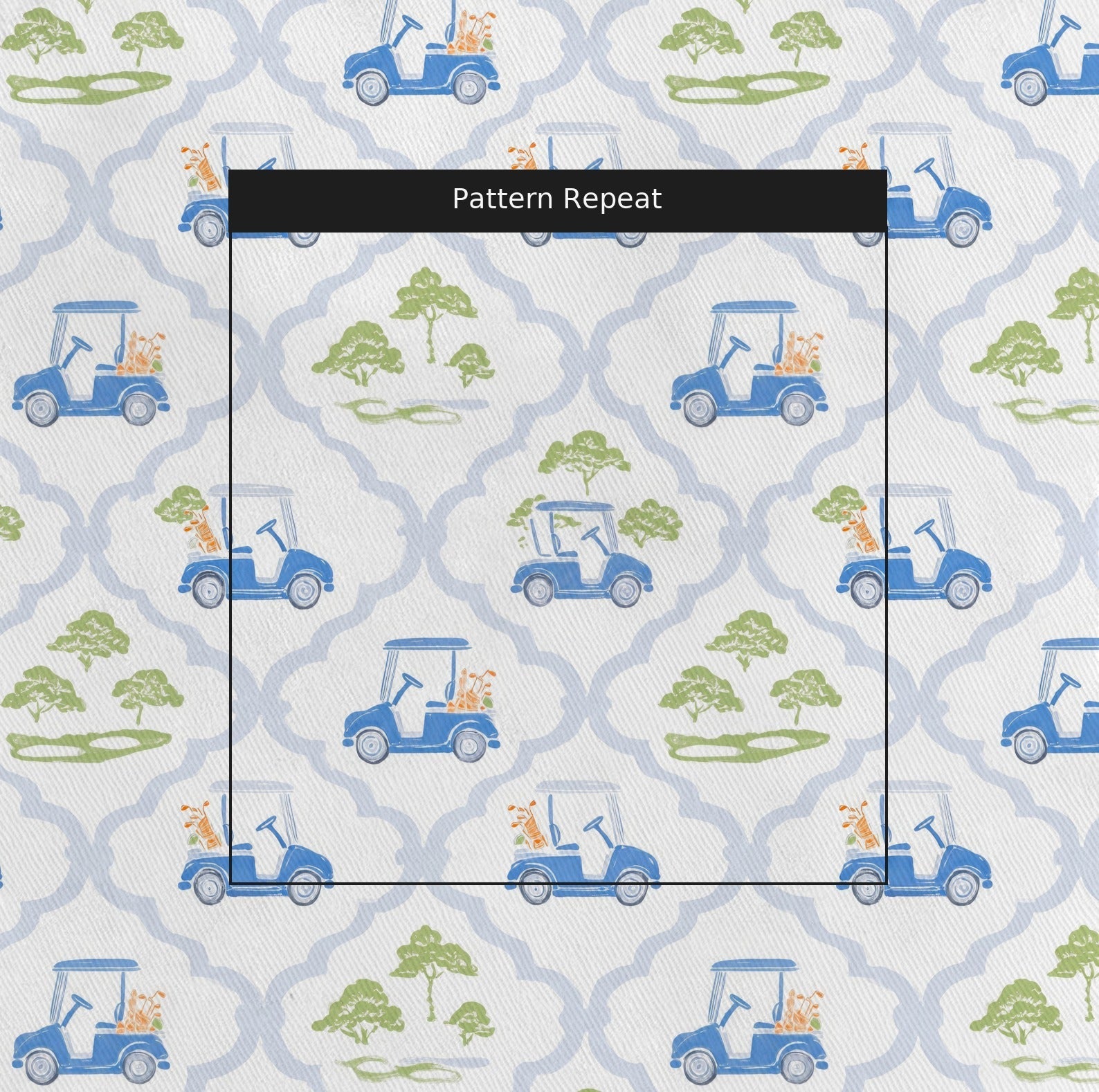 Golfing Quatrefoil - Fabric - Linen Rowe
