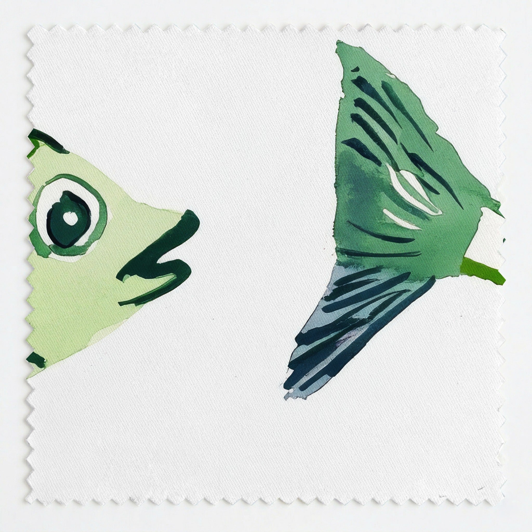 Green and Pink fish - Fabric - Linen Rowe