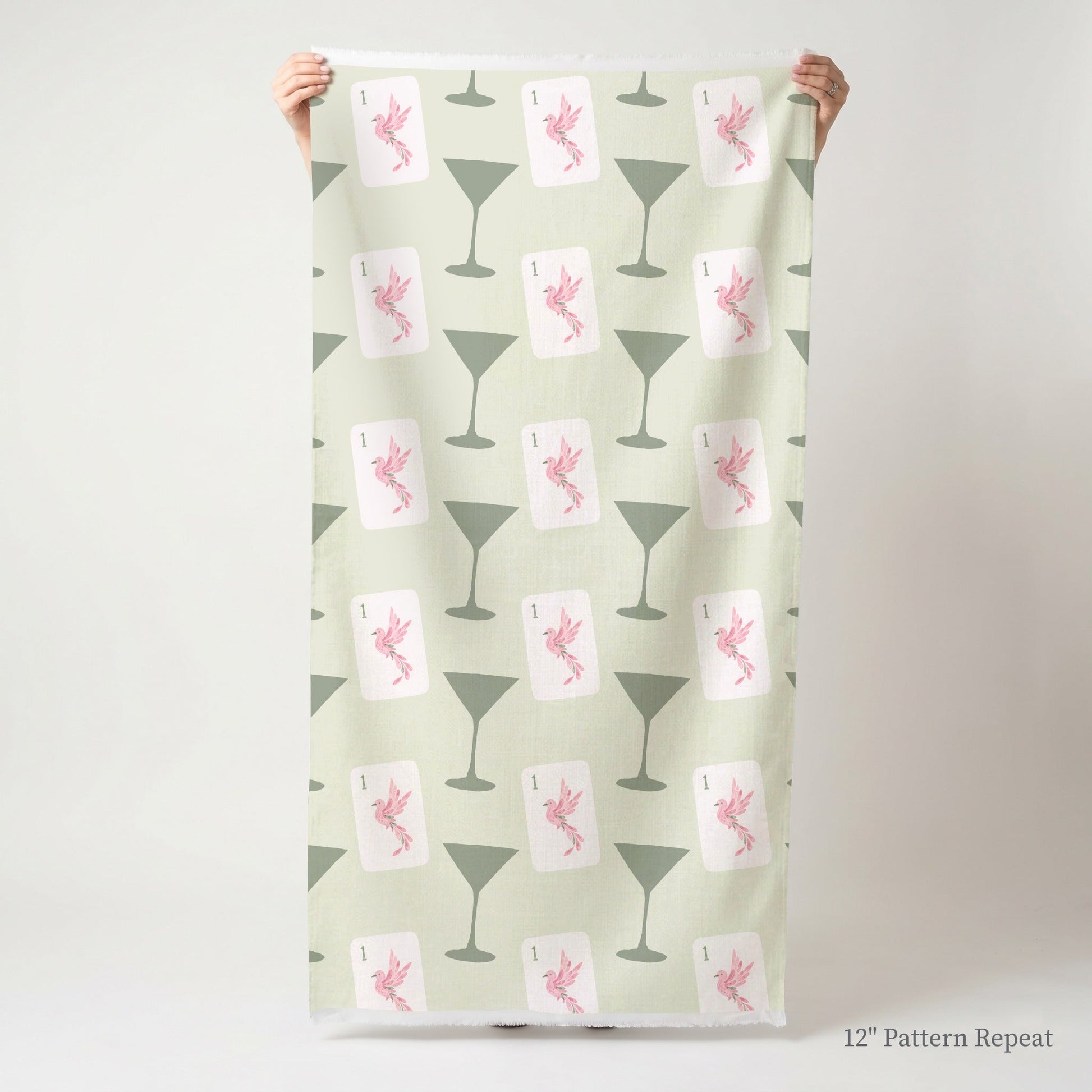 Green Bird Bam, Cheers! - Fabric - Linen Rowe