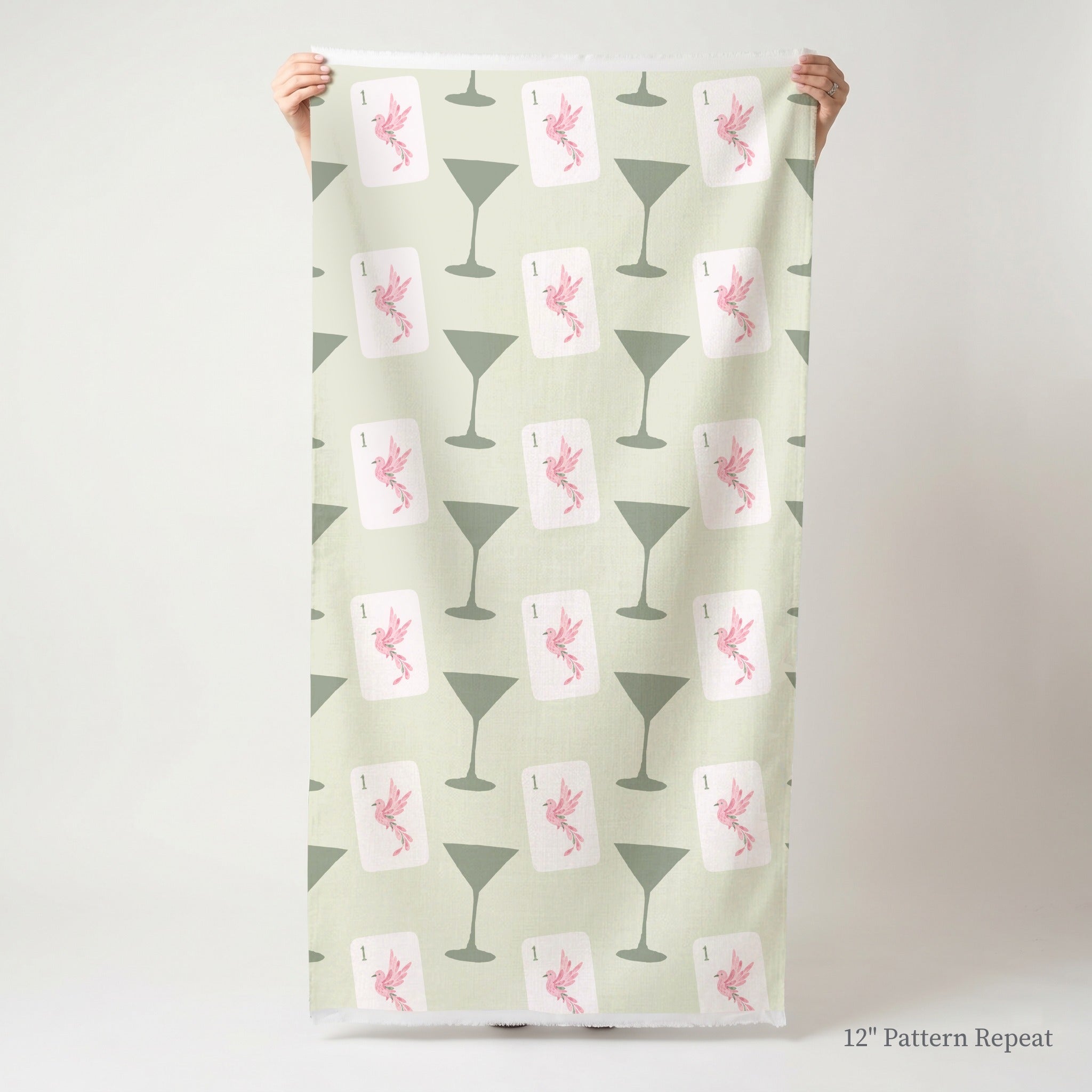 Green Bird Bam, Cheers! - Fabric - Linen Rowe
