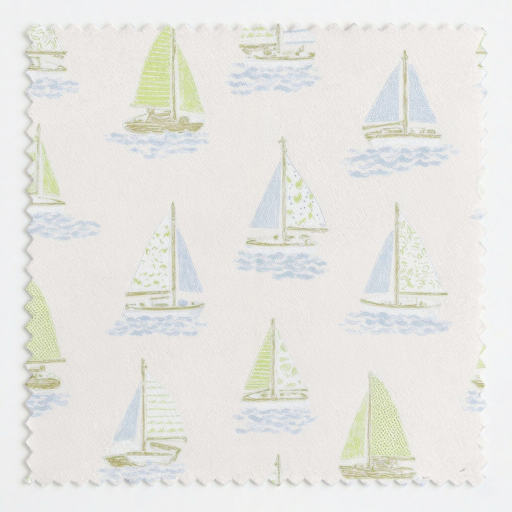Green Boats - Fabric - Linen Rowe
